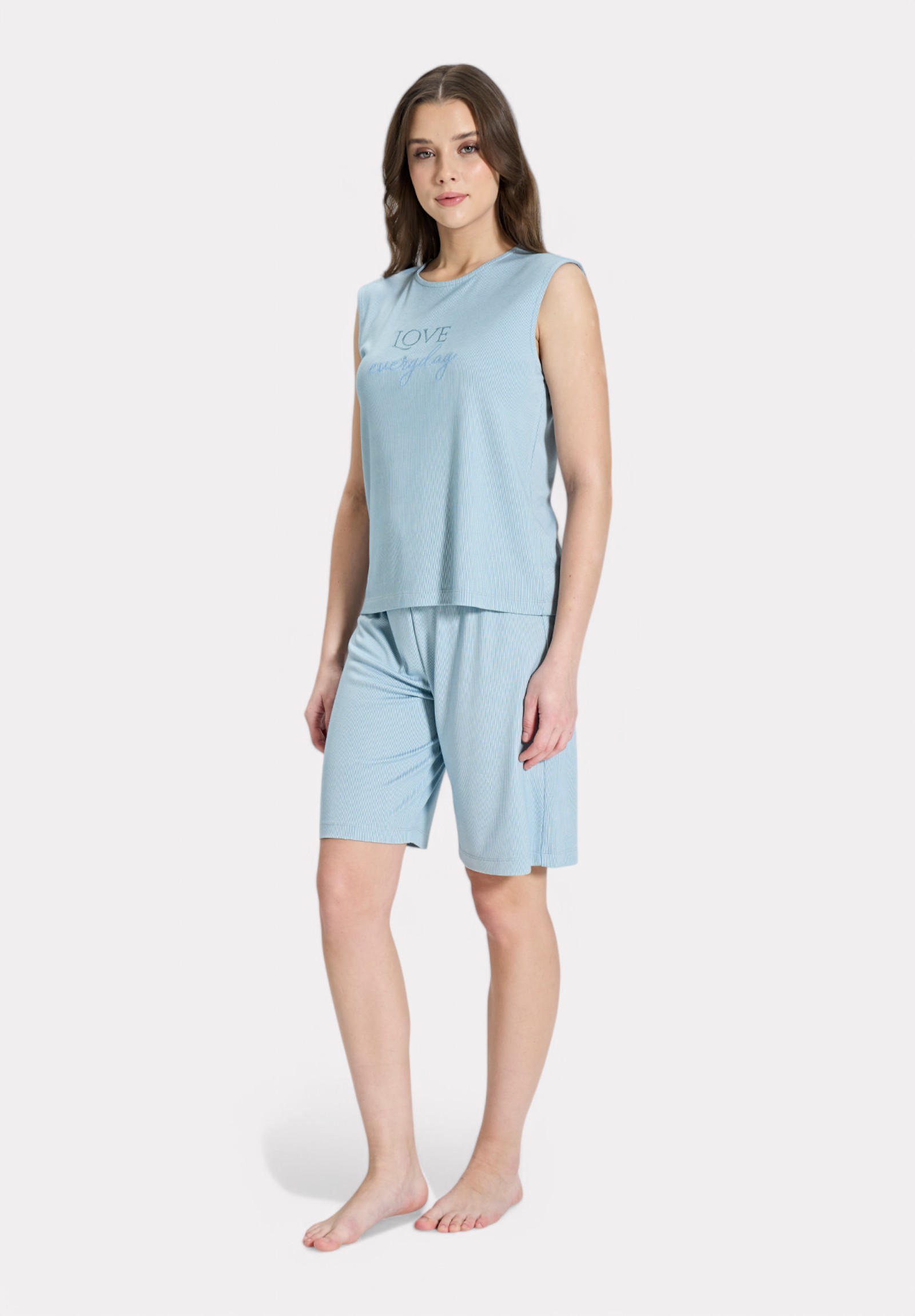 Πιτζάμα Γυναικεία Pijadore Ριπ Μπλε – "Love Everyday PJDR1847-1-Γαλάζιο φωτογραφία