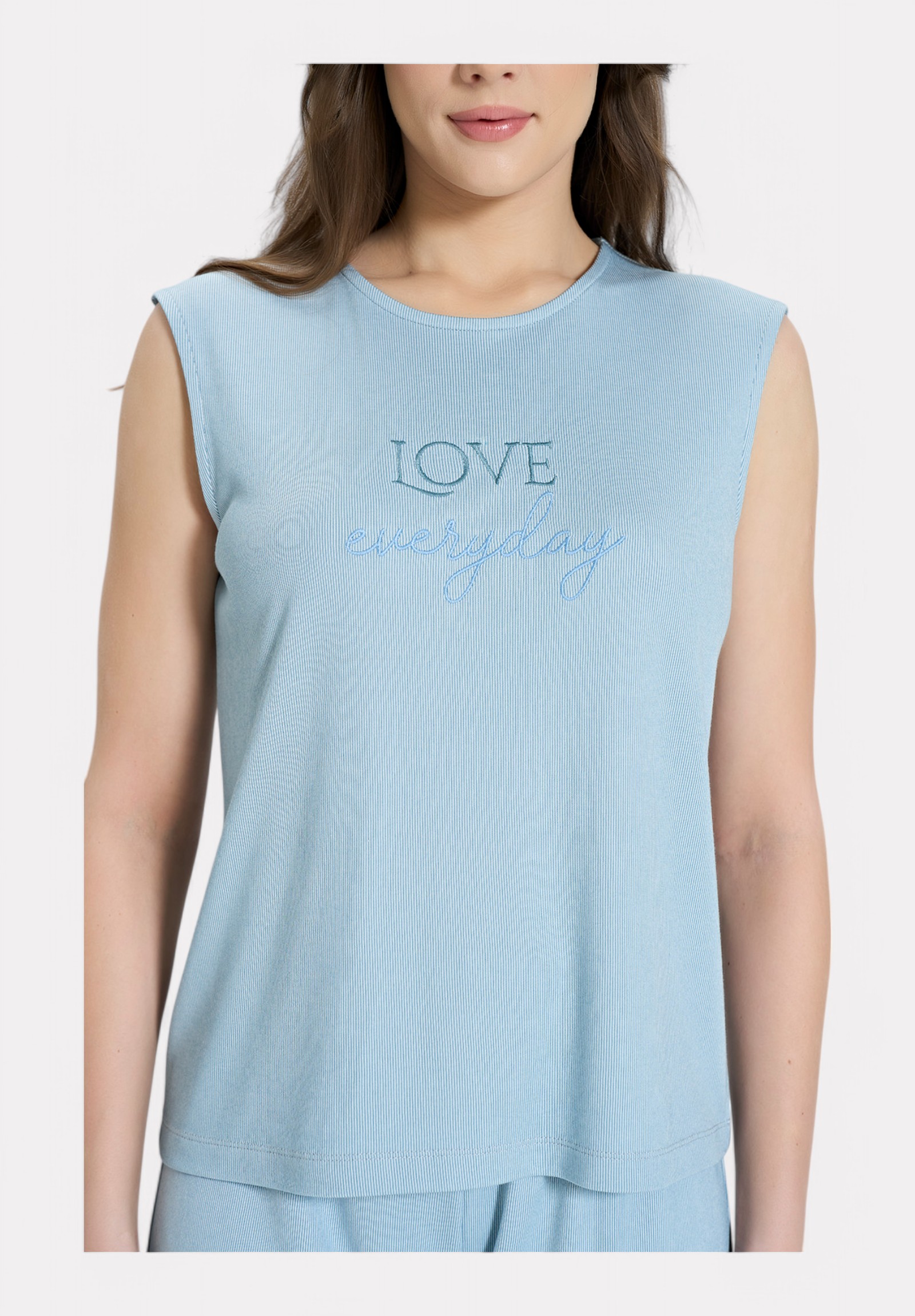 Πιτζάμα Γυναικεία Pijadore Ριπ Μπλε – "Love Everyday PJDR1847-1-Γαλάζιο φωτογραφία