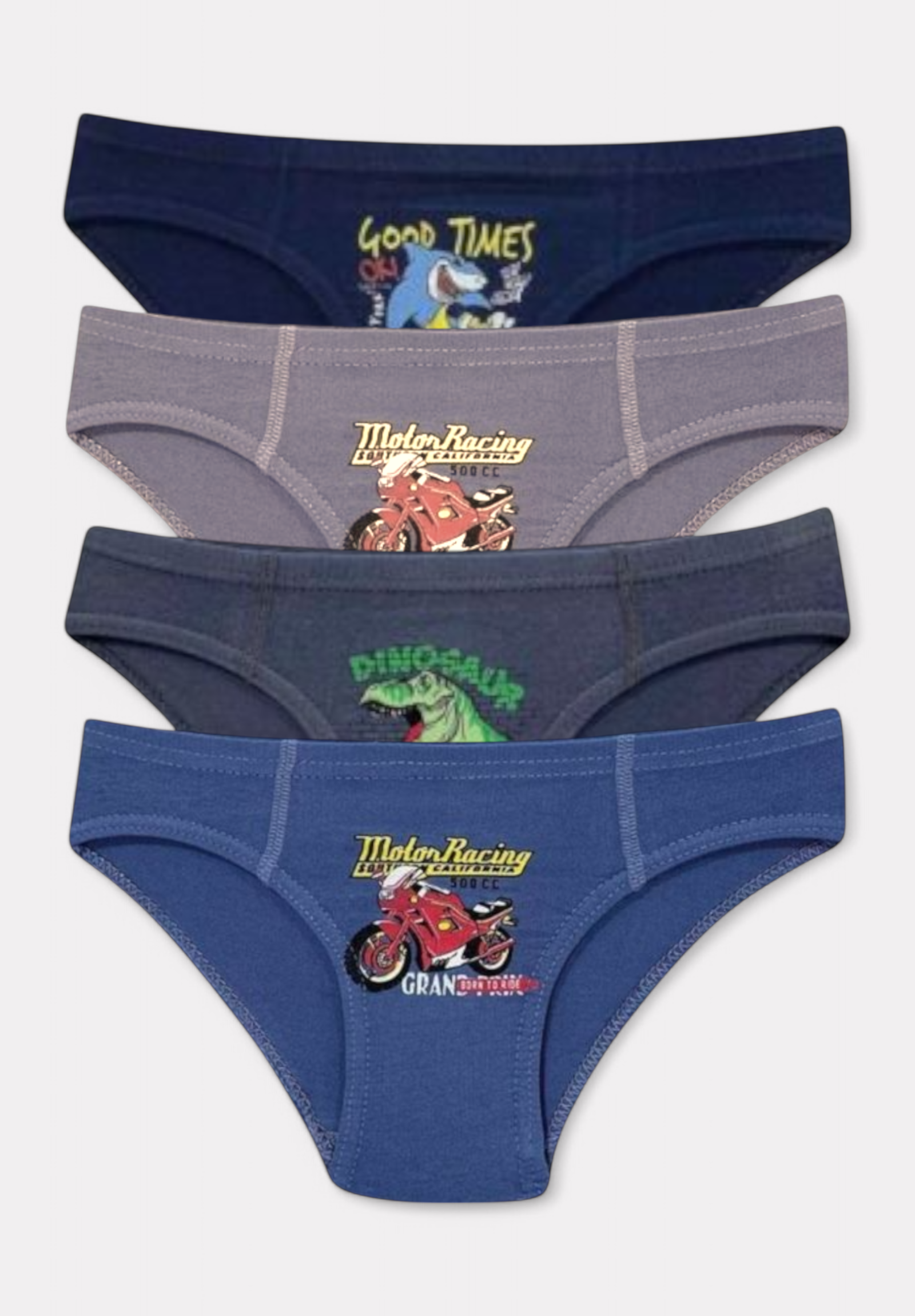 Kota Σλιπ παιδικό για αγόρι με τυπώμα βαμβακερό Kota σε οικονομική συσκευασία 4 τεμαχίων KT1019-1-Πολύχρωμο