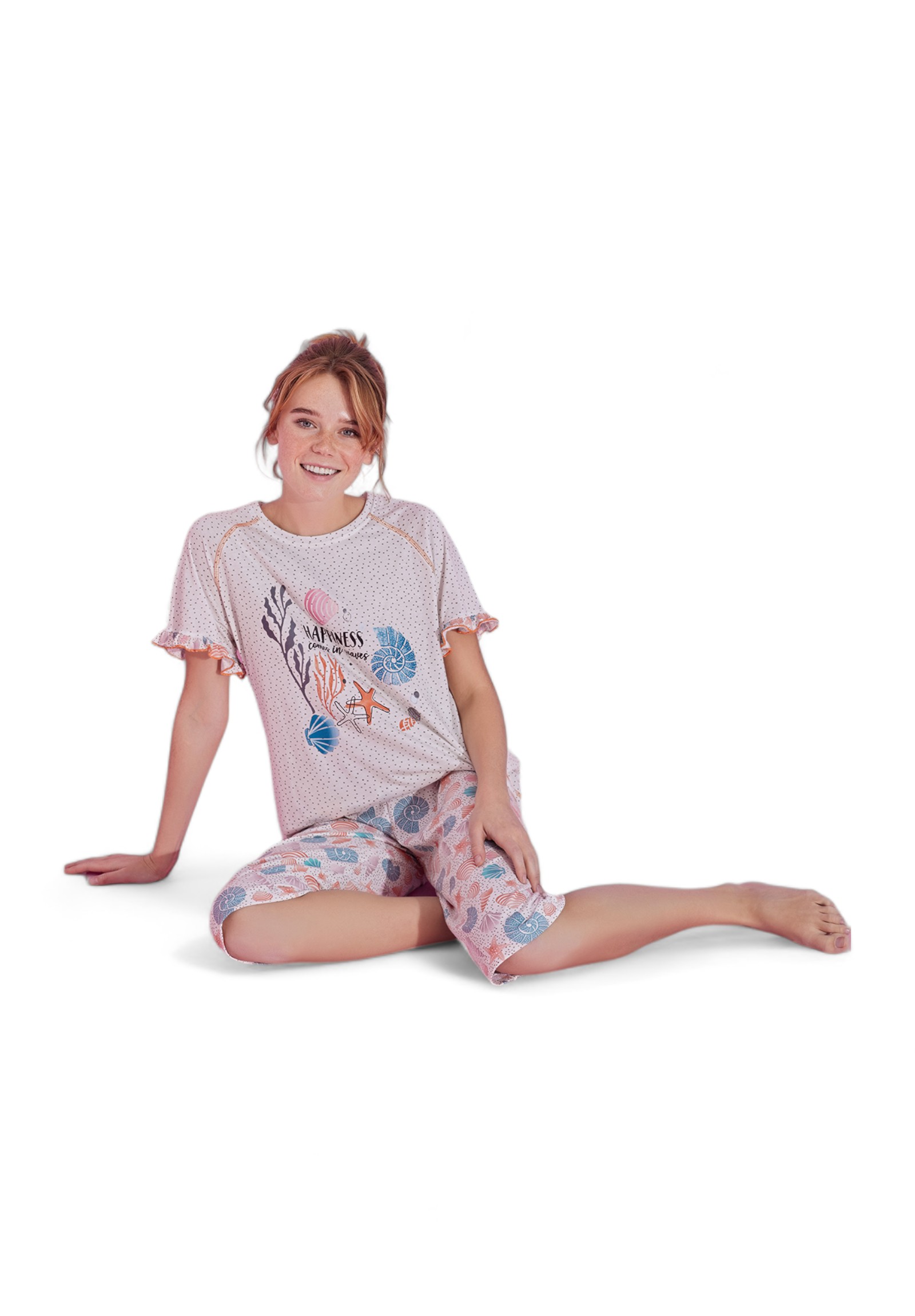 Πιτζάμα γυναικεία με κάπρι PijaMood Shells PJMD11304-Πολύχρωμο φωτογραφία