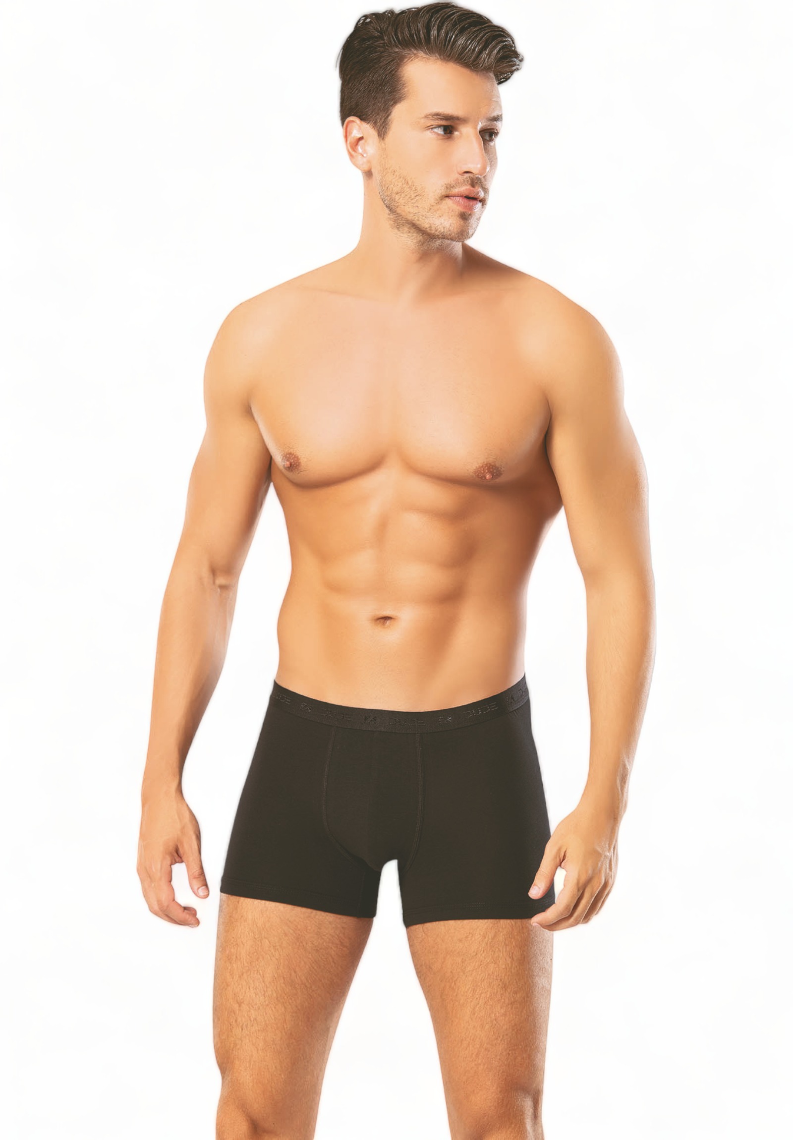 Boxer ανδρικό βαμβακερό 4DUDE με μαλακό εξωτερικό λάστιχο DD1200-Μαύρο φωτογραφία