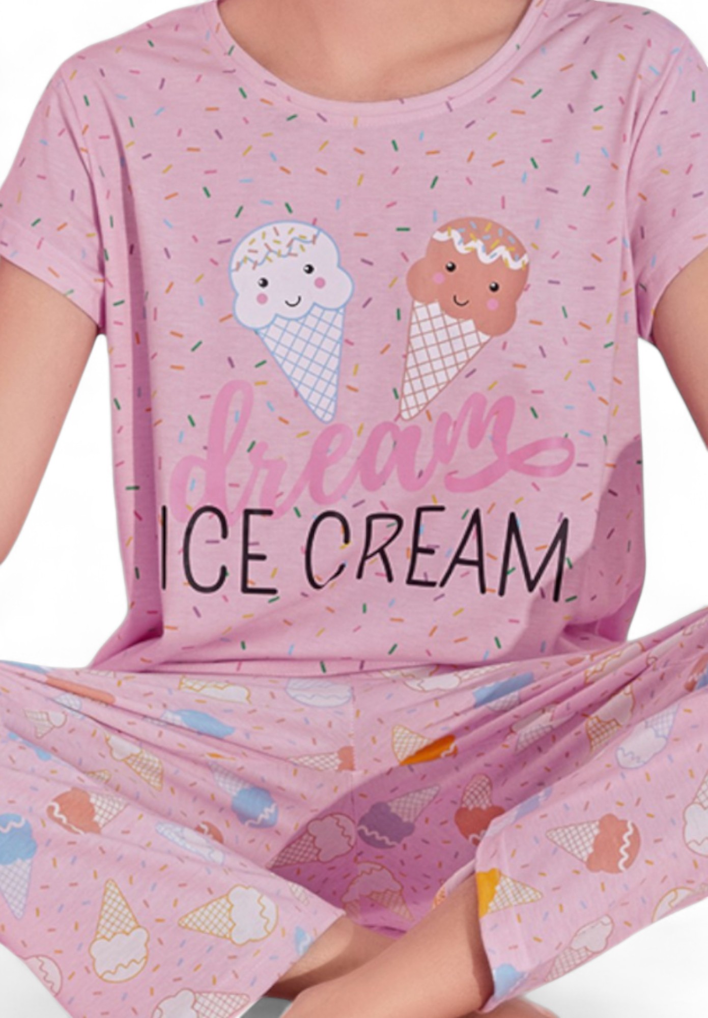 Πιτζάμα γυναικεία μακρύ παντελόνι PijaMood Ice Cream Pink PJMD126184-Ροζ φωτογραφία