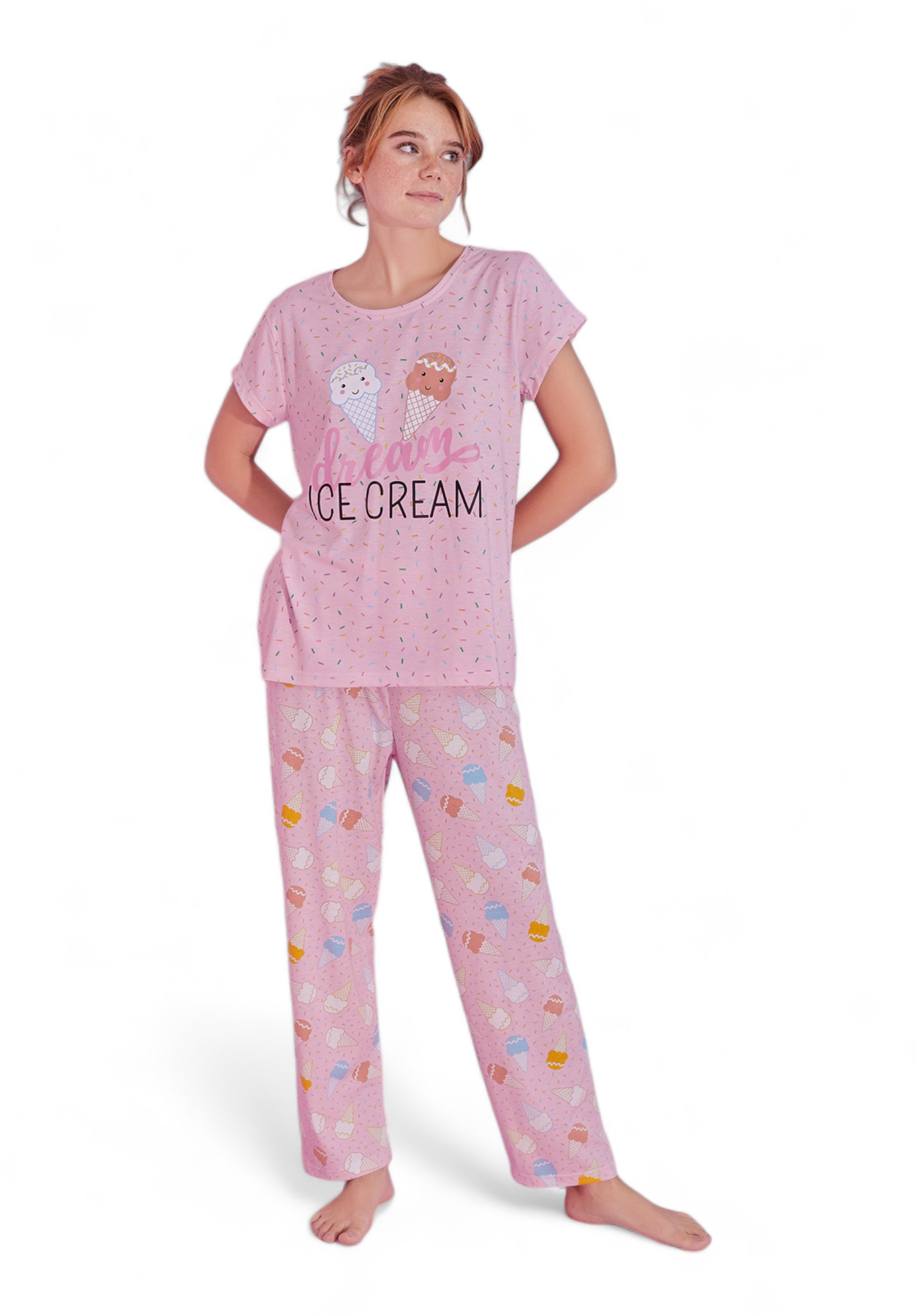  Πιτζάμα γυναικεία μακρύ παντελόνι PijaMood Ice Cream Pink PJMD126184-Ροζ 2025