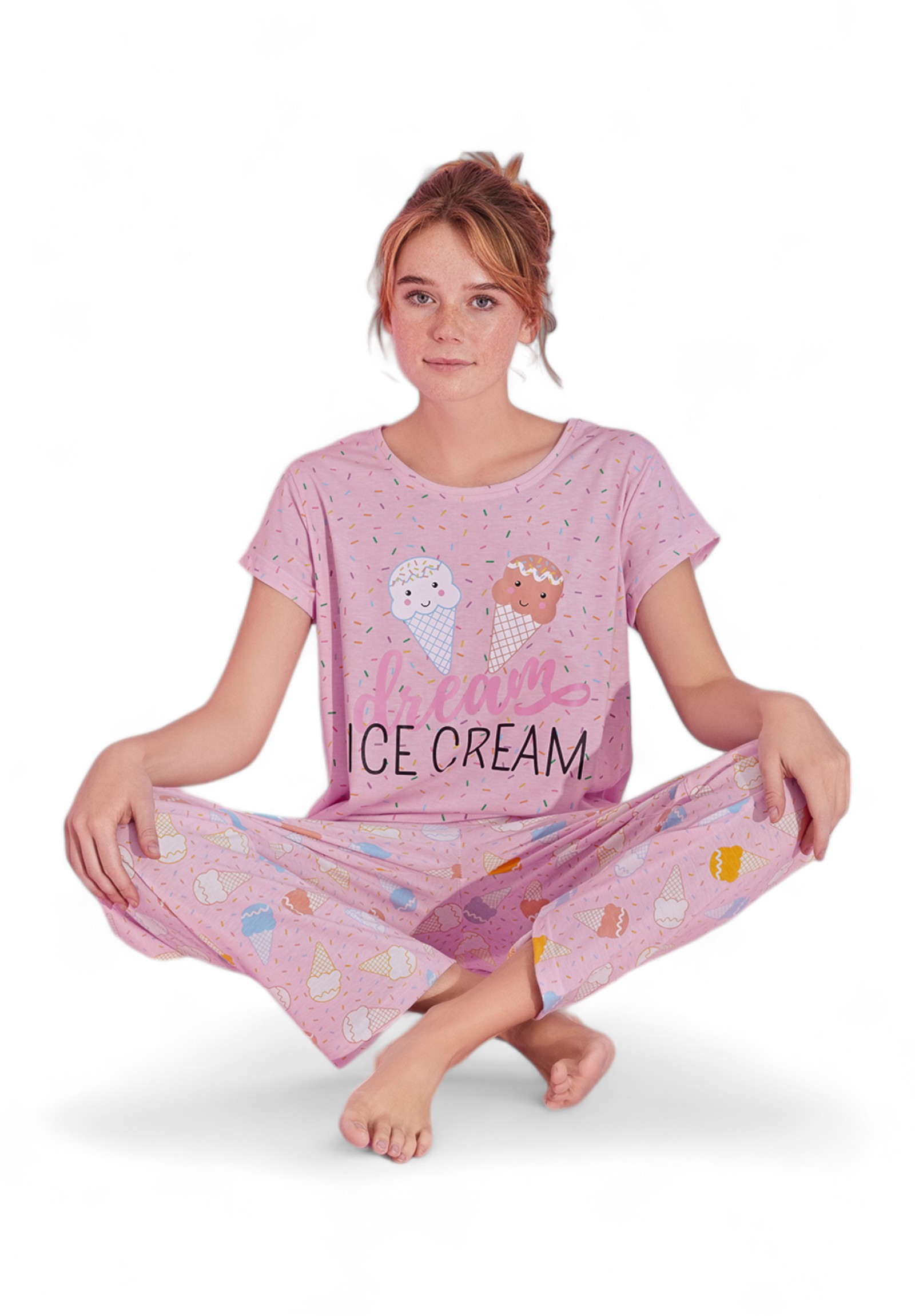 Πιτζάμα γυναικεία μακρύ παντελόνι PijaMood Ice Cream Pink PJMD126184-Ροζ φωτογραφία
