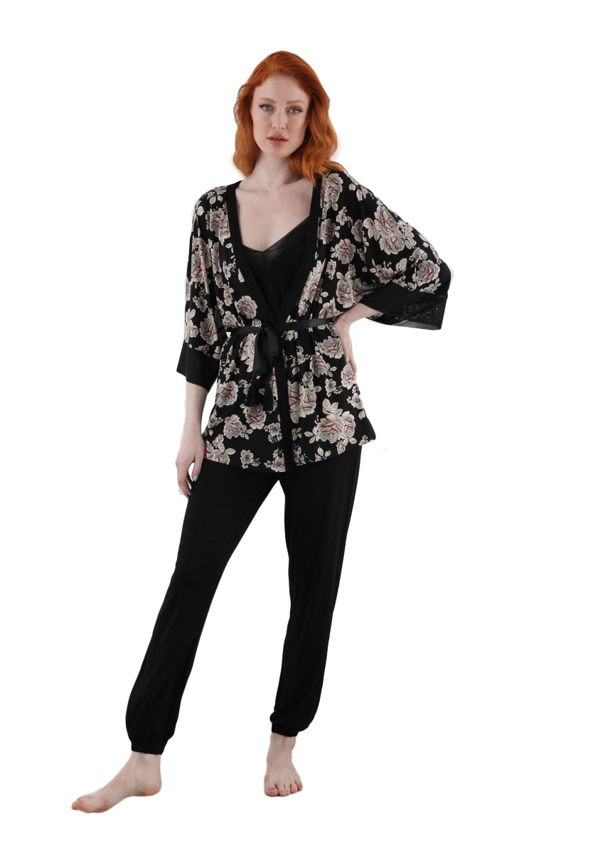  Σετ πιτζάμα - ρόμπα Sevim Soft Floral Kimono 11362 2025