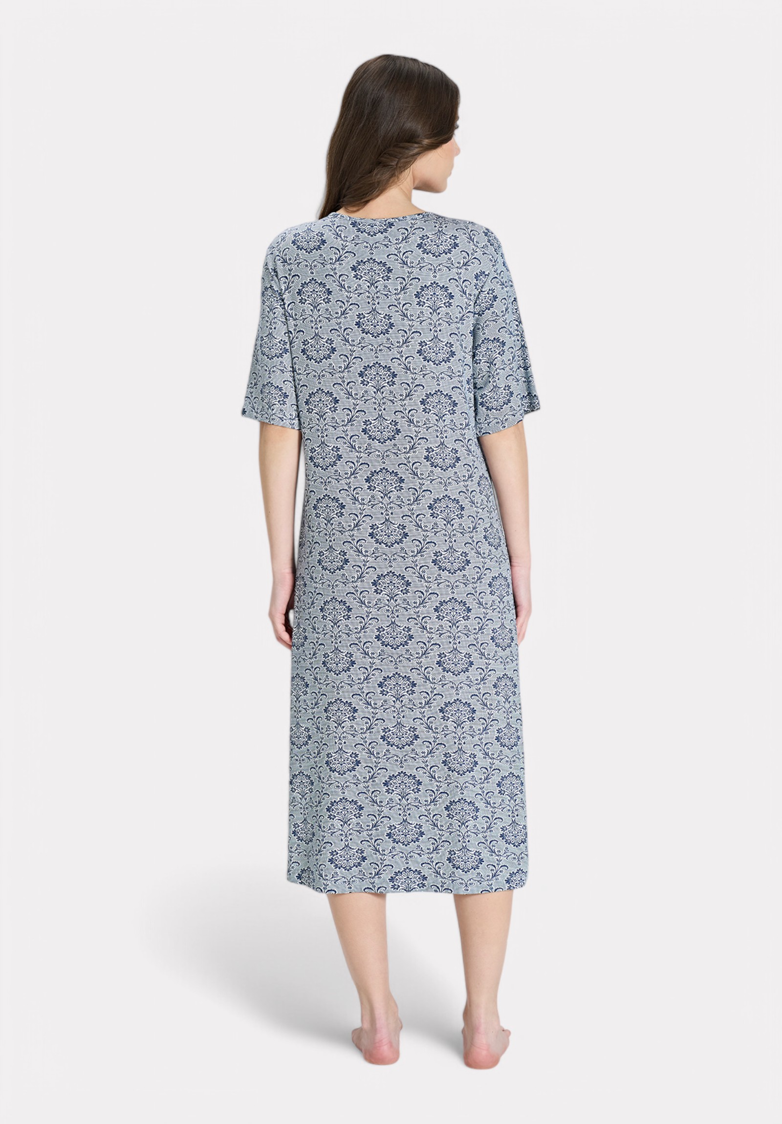 Pijadore Νυχτικιά με Μανίκι & Στρογγυλό Γιακά – Μπλε Patterned PJDR1845-1-Μπλε φωτογραφία