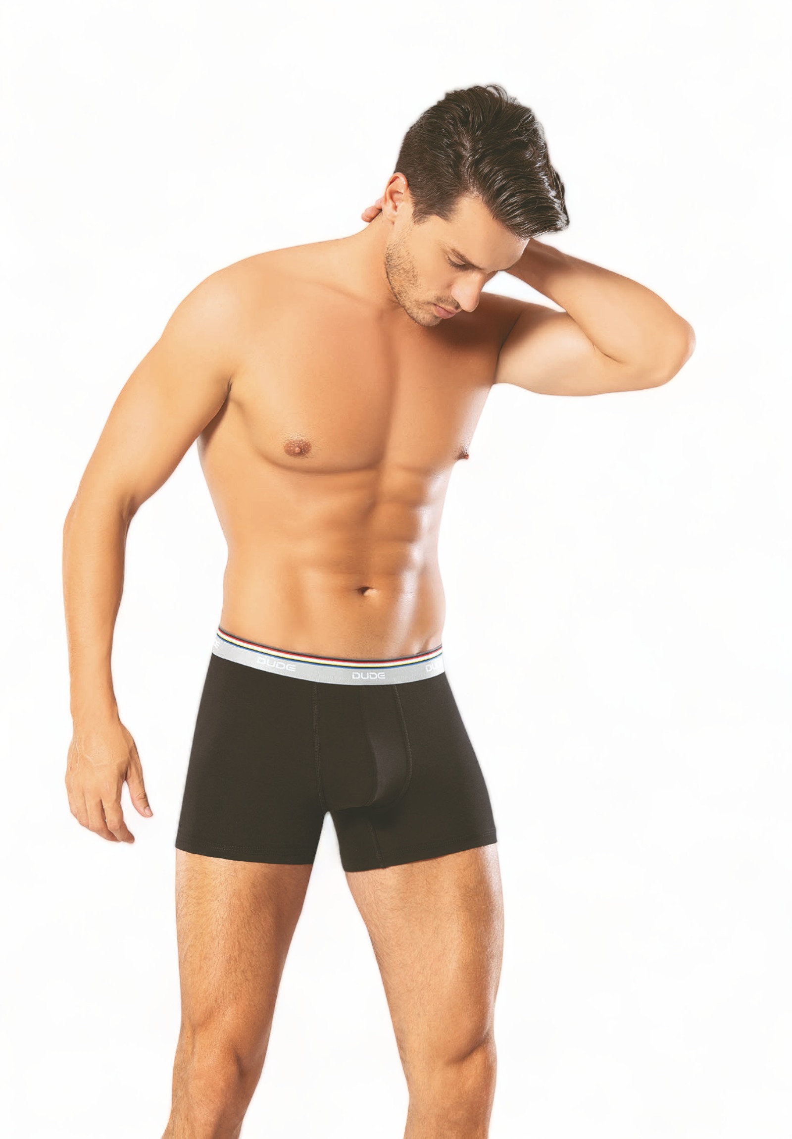 Boxer ανδρικό βαμβακερό 4DUDE με μαλακό εξωτερικό τρίχρωμο λάστιχο DD1300-Μαύρο φωτογραφία