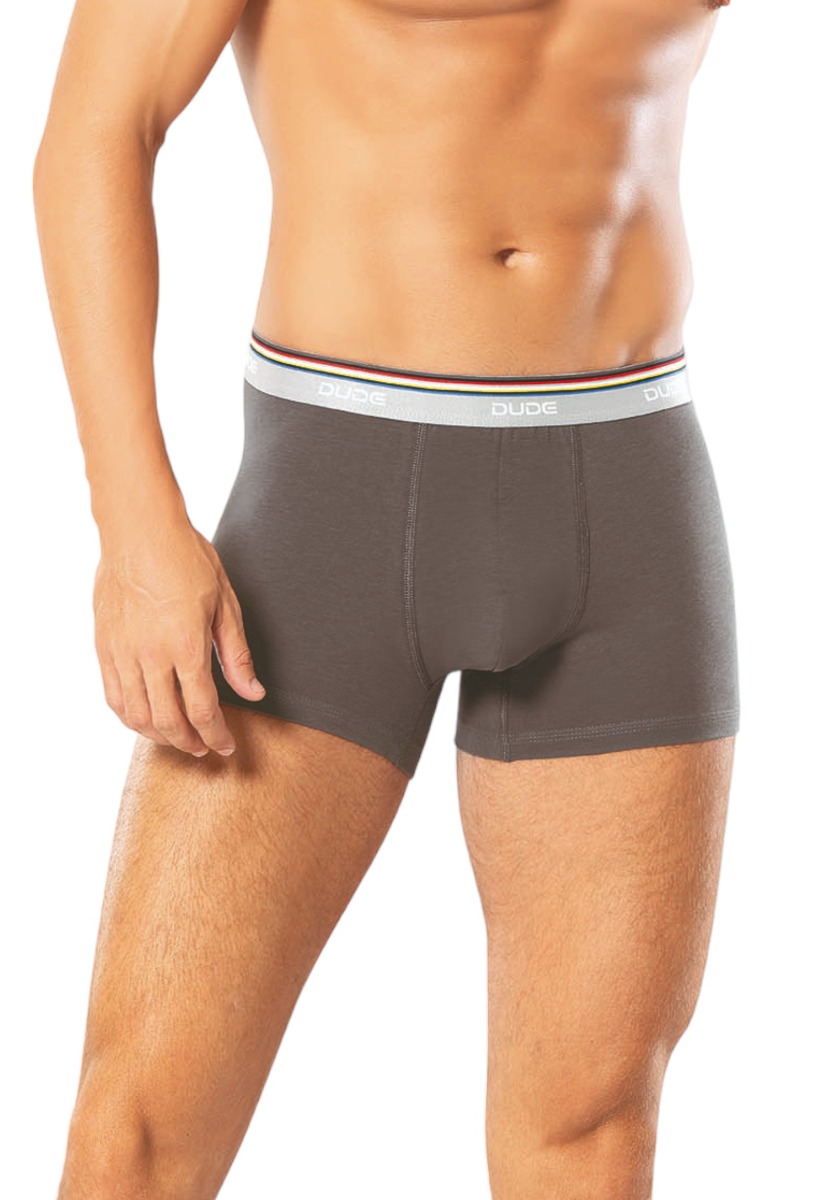 4DUDE Boxer ανδρικό βαμβακερό 4DUDE με μαλακό εξωτερικό τρίχρωμο λάστιχο DD1300-Ανθρακί