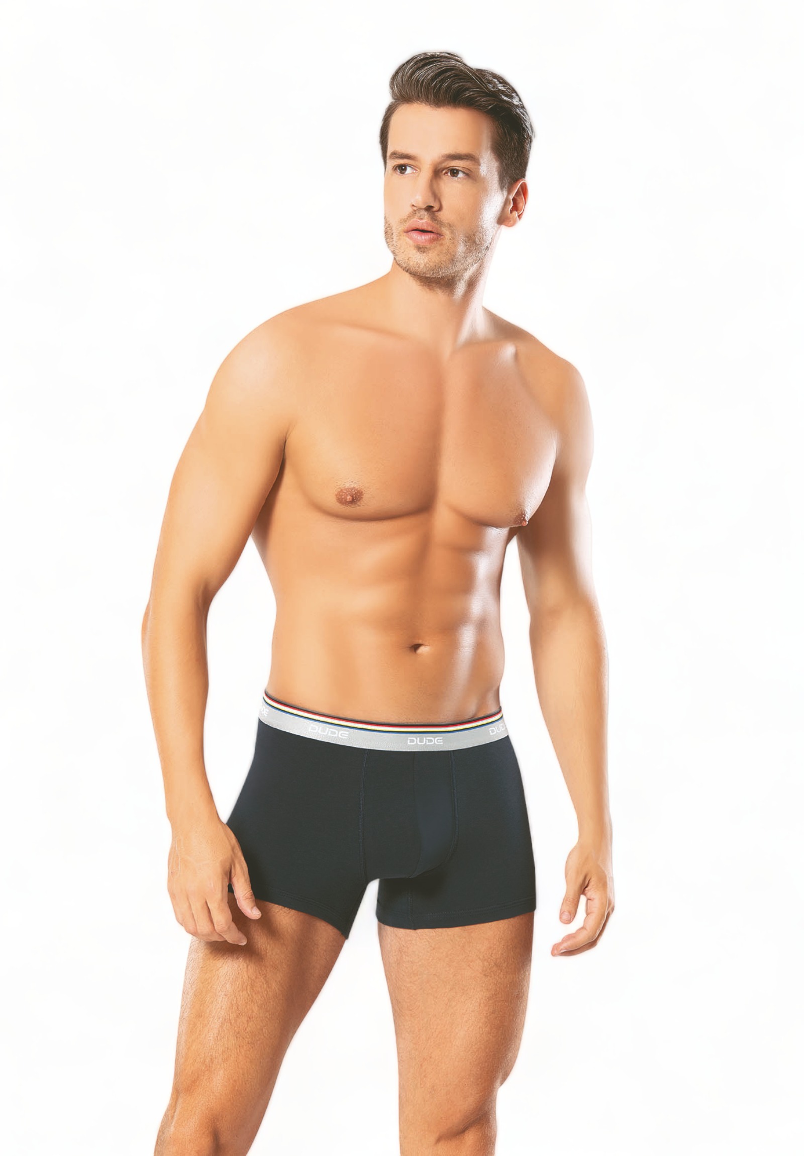 Boxer ανδρικό βαμβακερό 4DUDE με μαλακό εξωτερικό τρίχρωμο λάστιχο DD1300-Μπλε φωτογραφία