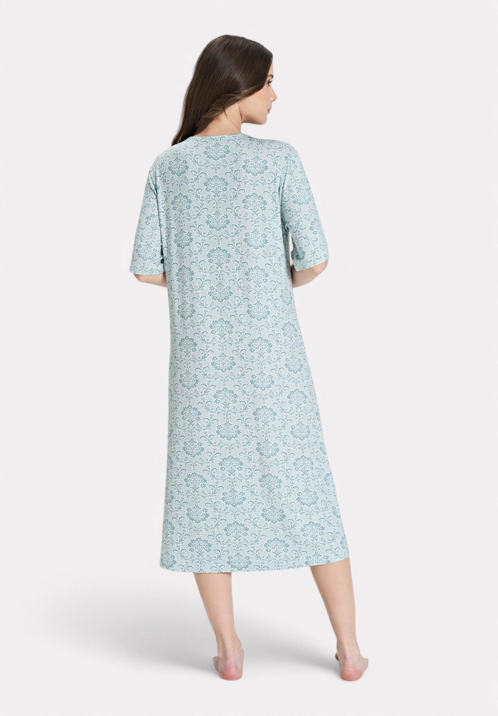 Pijadore Νυχτικιά με Σχέδιο & Κουμπάκια – Πράσινη Pastel PJDR1845-2-Πράσινο φωτογραφία