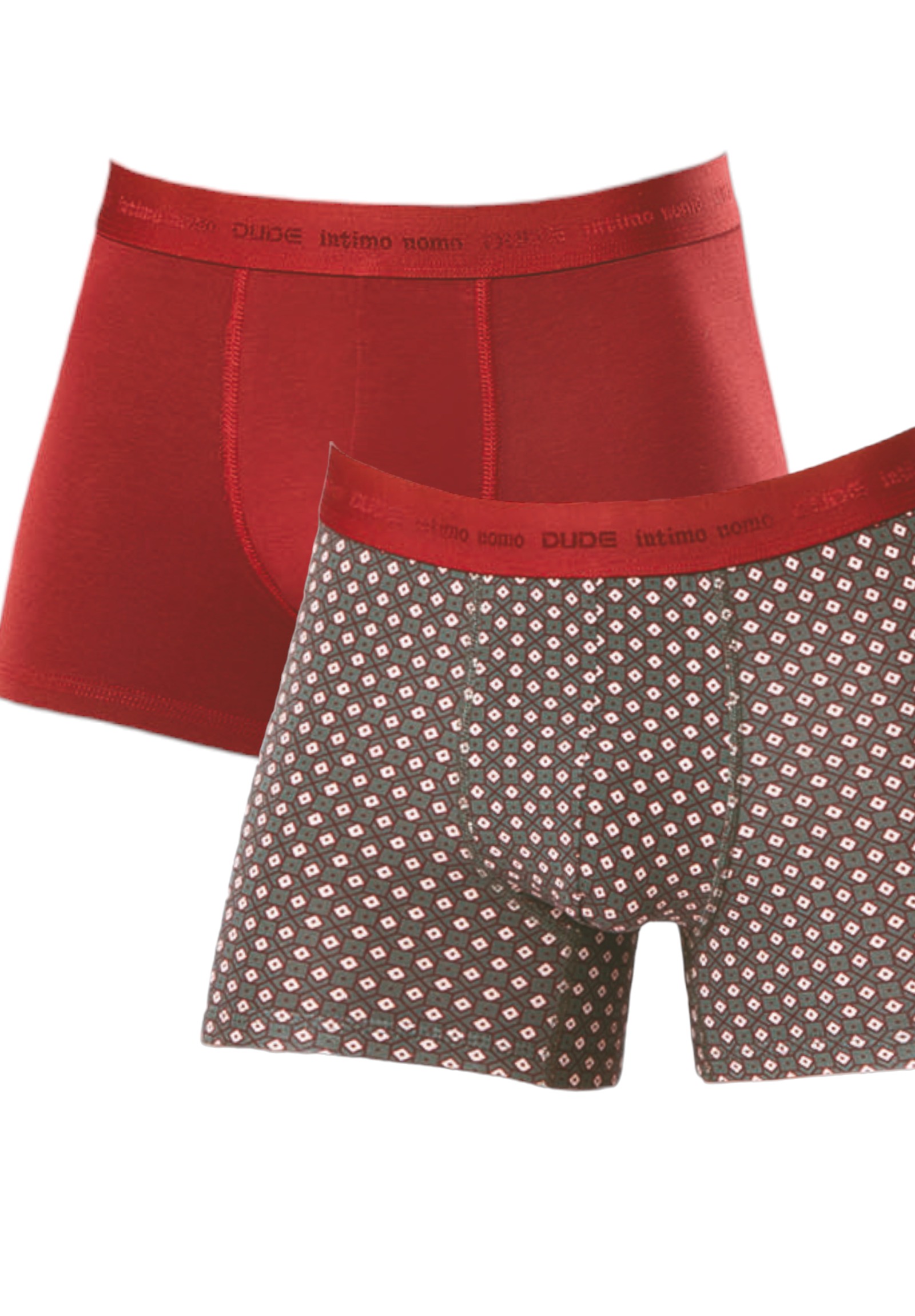 4DUDE Boxer ανδρικά βαμβακερά 4DUDE Rombus σε οικονομική συσκευασία 2 τεμαχίων DD1402-Μπορντώ