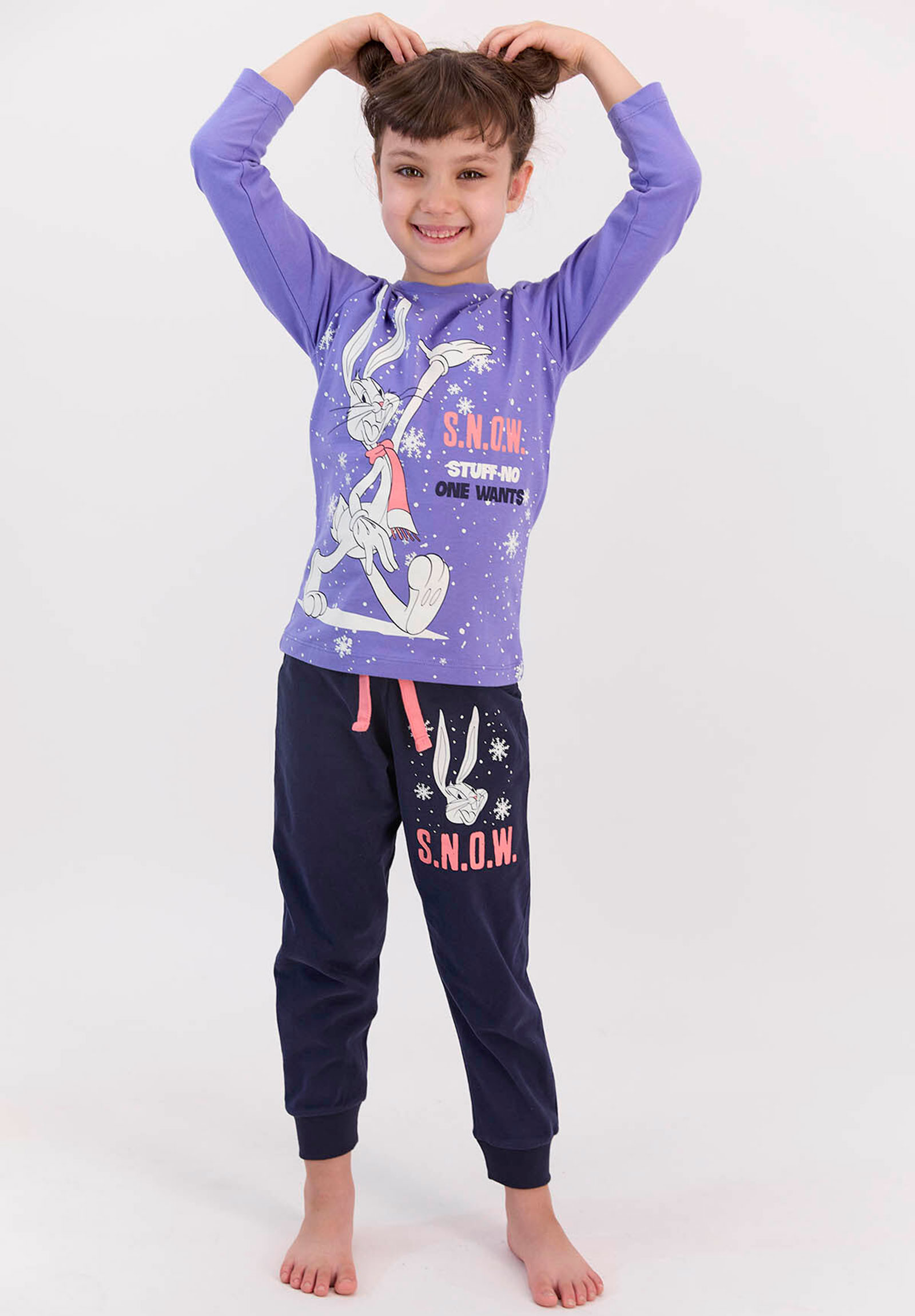 Arnetta Πιτζάμα εφηβική Looney Tunes Bugs Bunny L1406B-Μωβ