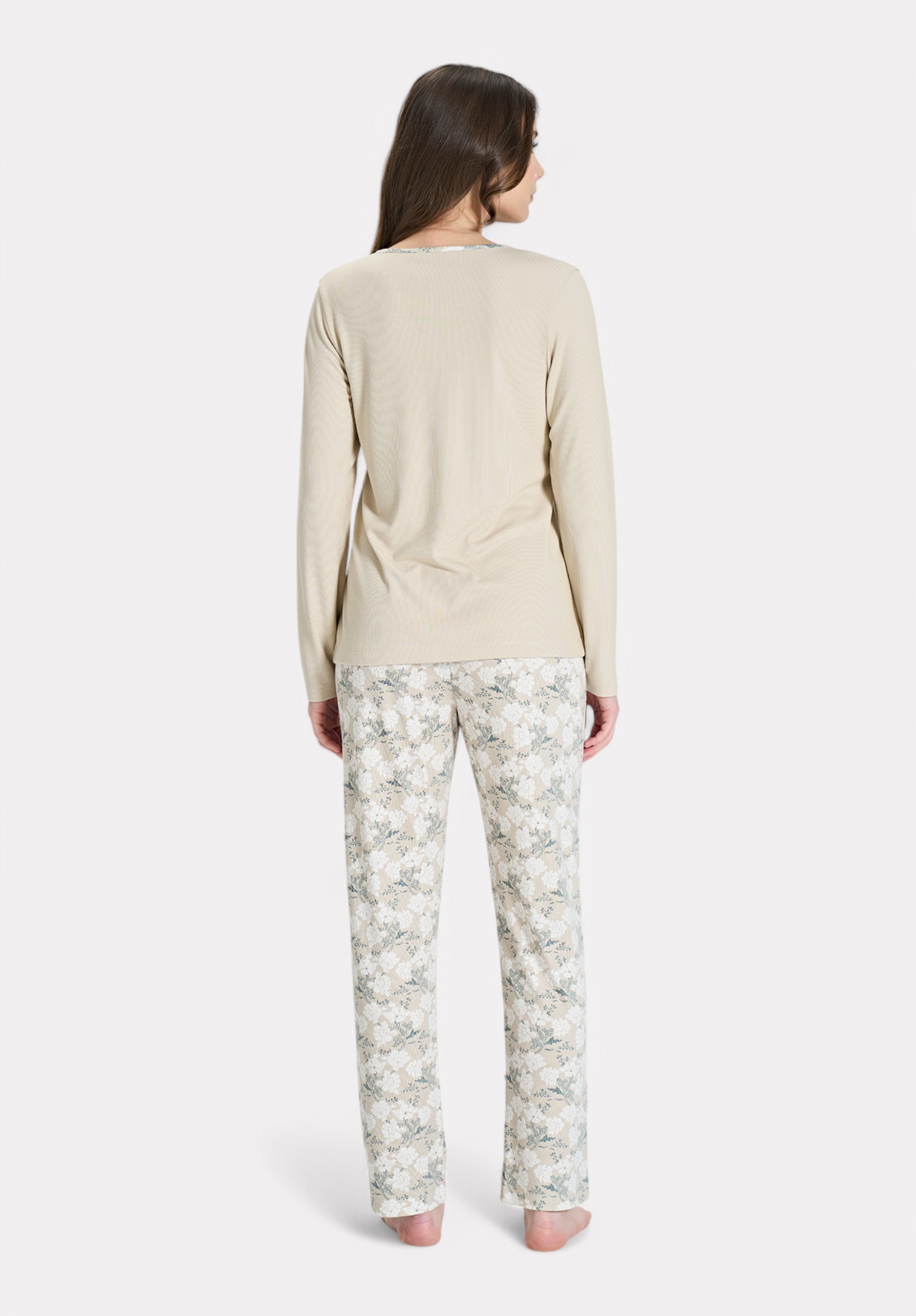 Pijadore Πιτζάμα Μακρυμάνικη Μπεζ (Floral Σχέδιο) PJDR1842-2-Μπεζ φωτογραφία