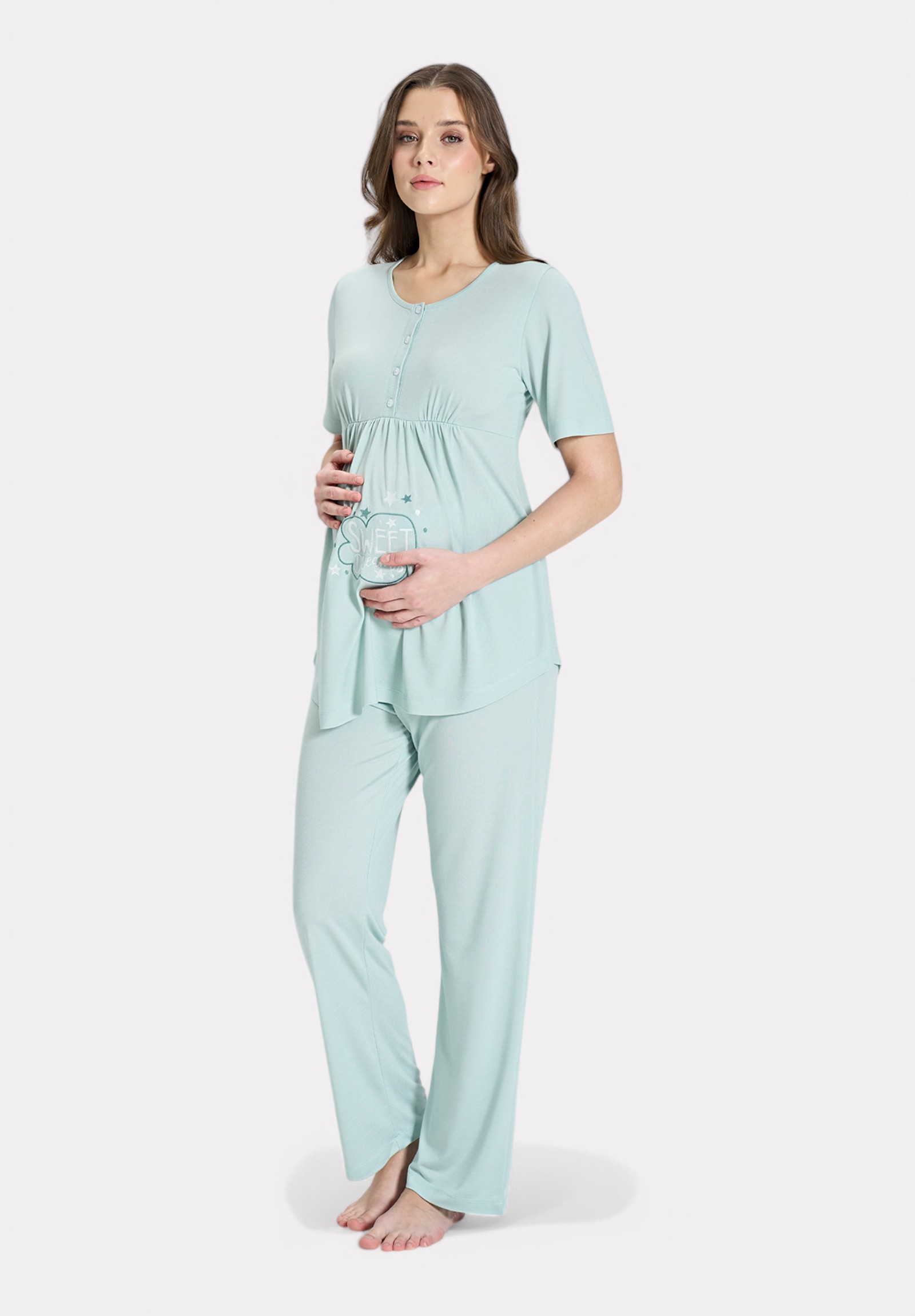 Pijadore Πιτζάμα Θηλασμού – Μέντα με Τύπωμα Sweet Dreams PJDR1849-1-Μέντα φωτογραφία