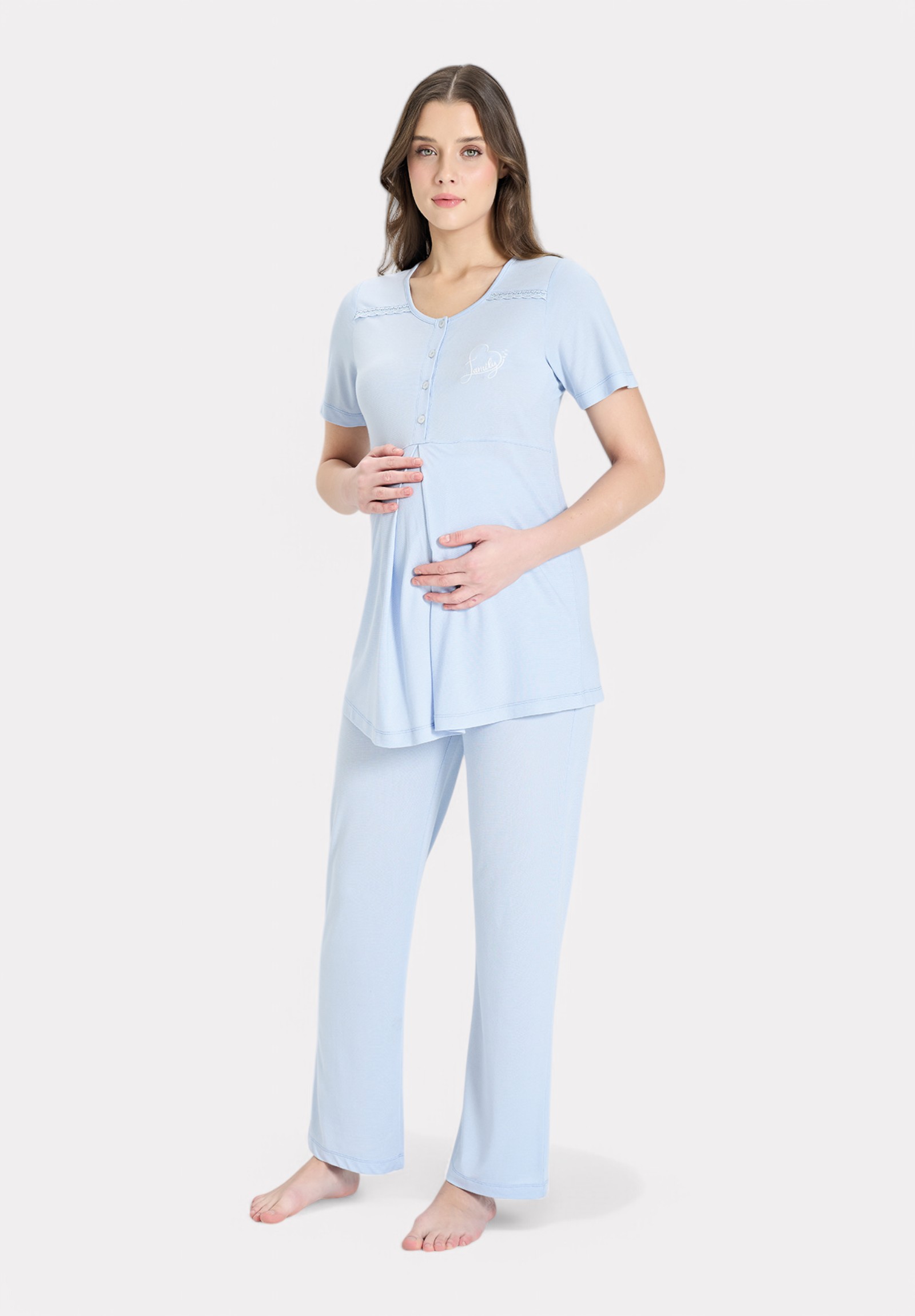 Pijadore Πιτζάμα Θηλασμού – Γαλάζια με Κουμπιά & Απαλή Γραμμή PJDR1850-2-Γαλάζιο φωτογραφία