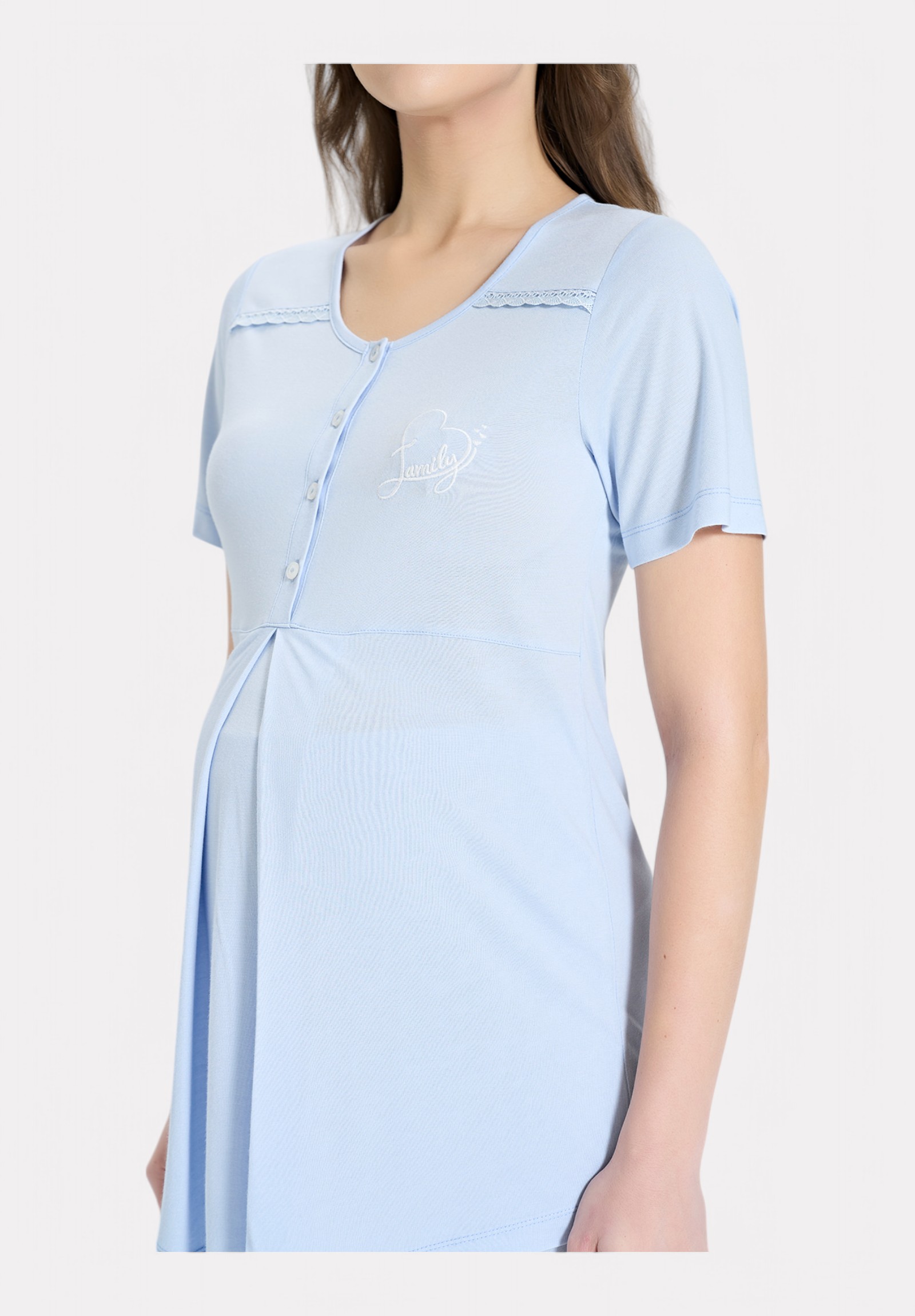 Pijadore Πιτζάμα Θηλασμού – Γαλάζια με Κουμπιά & Απαλή Γραμμή PJDR1850-2-Γαλάζιο φωτογραφία