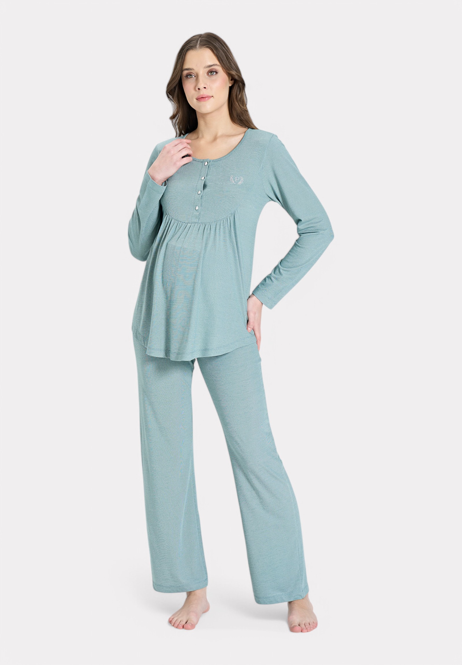 Pijadore Pijadore Πιτζάμα Θηλασμού Μέντα – Μακρυμάνικη PJDR1851-1-Μέντα