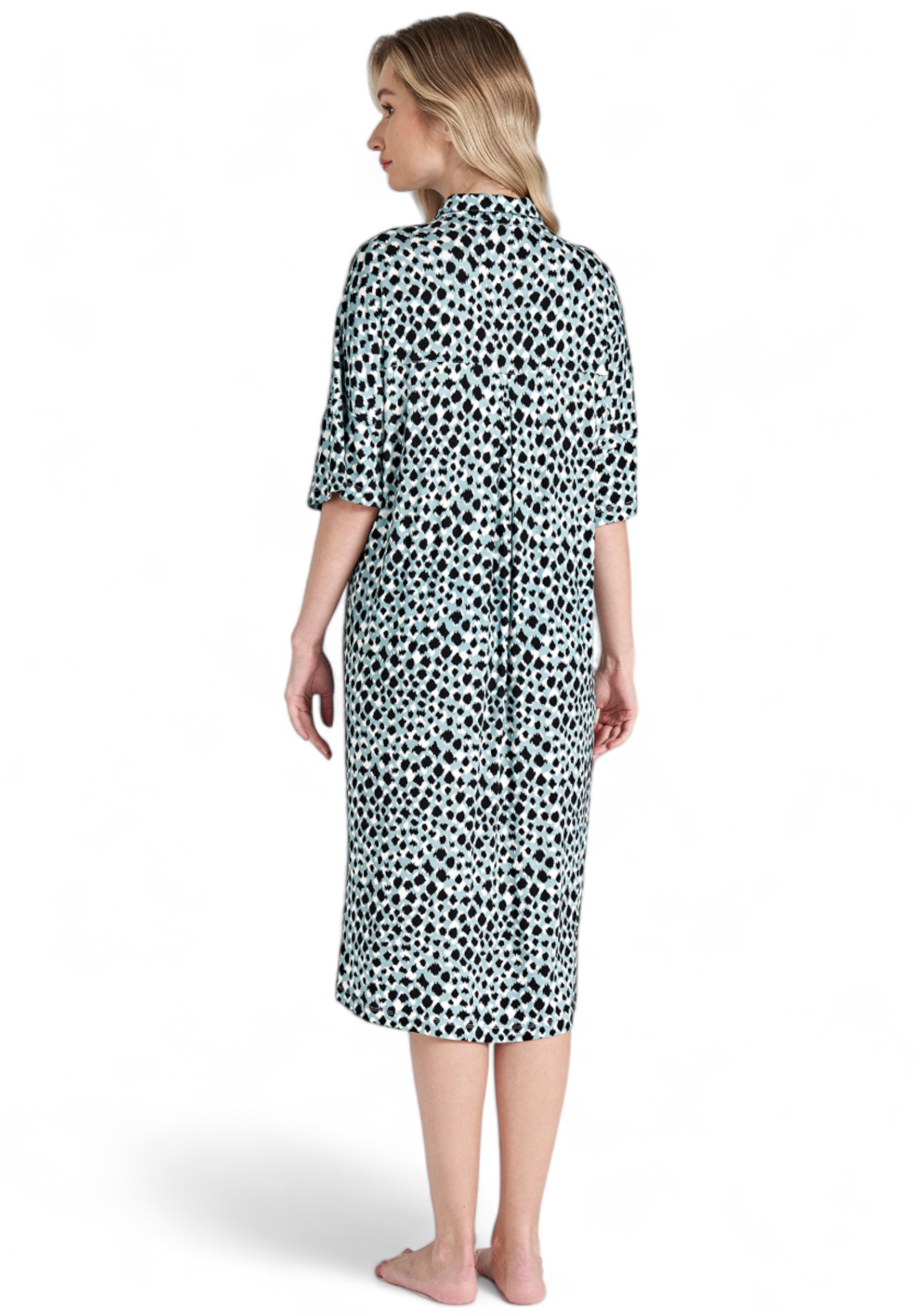 Νυχτικό γυναικείο μακρύ με κουμπιά Pijadore Animal Print PJDR1649-Πετρόλ φωτογραφία