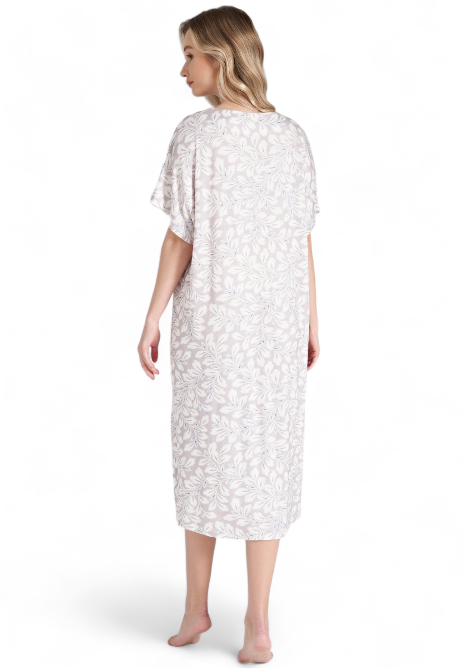 Νυχτικό γυναικείο μακρύ Pijadore Leaves PJDR1676-Λιλά φωτογραφία