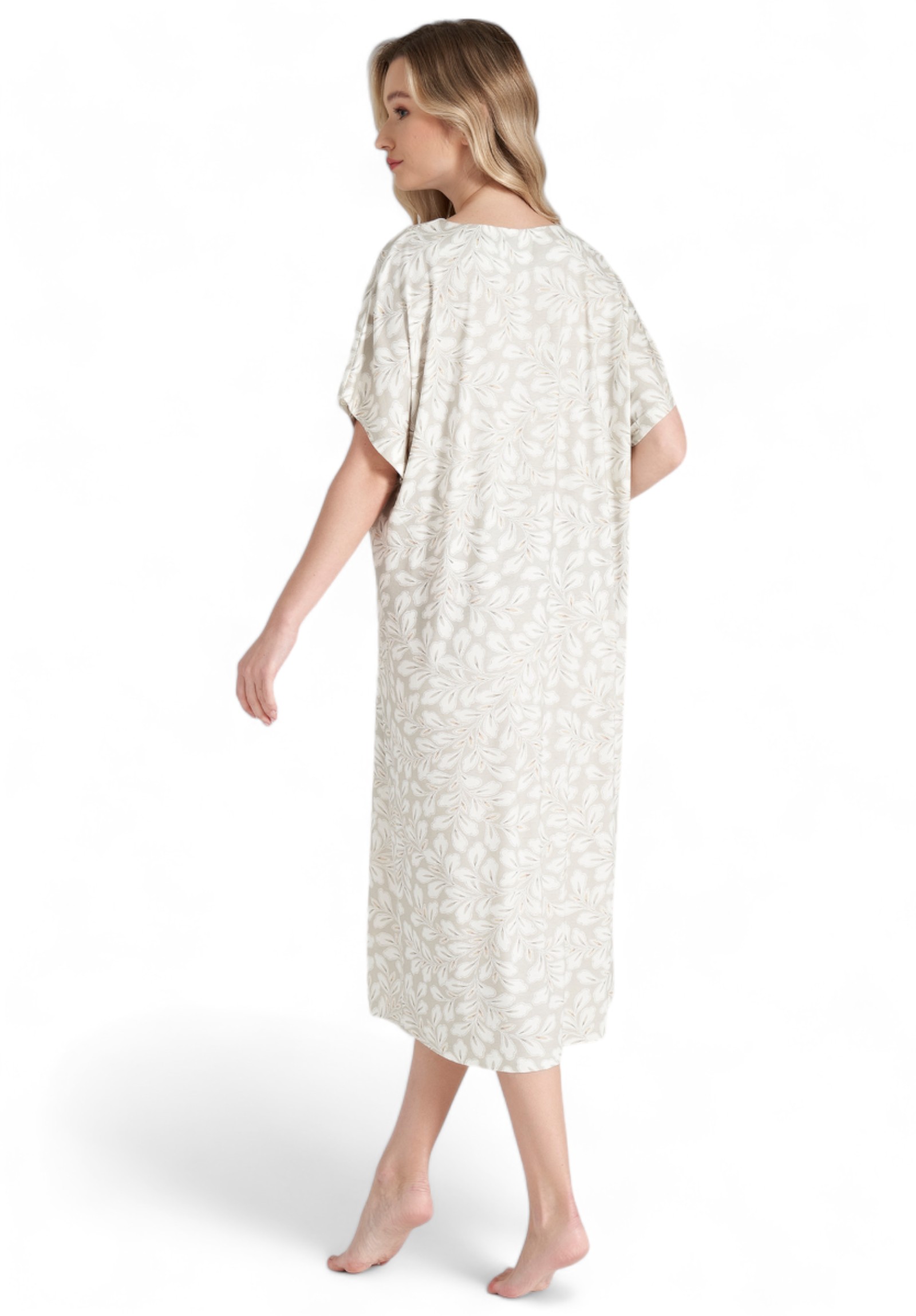 Νυχτικό γυναικείο μακρύ Pijadore Leaves PJDR1676-Μπεζ φωτογραφία