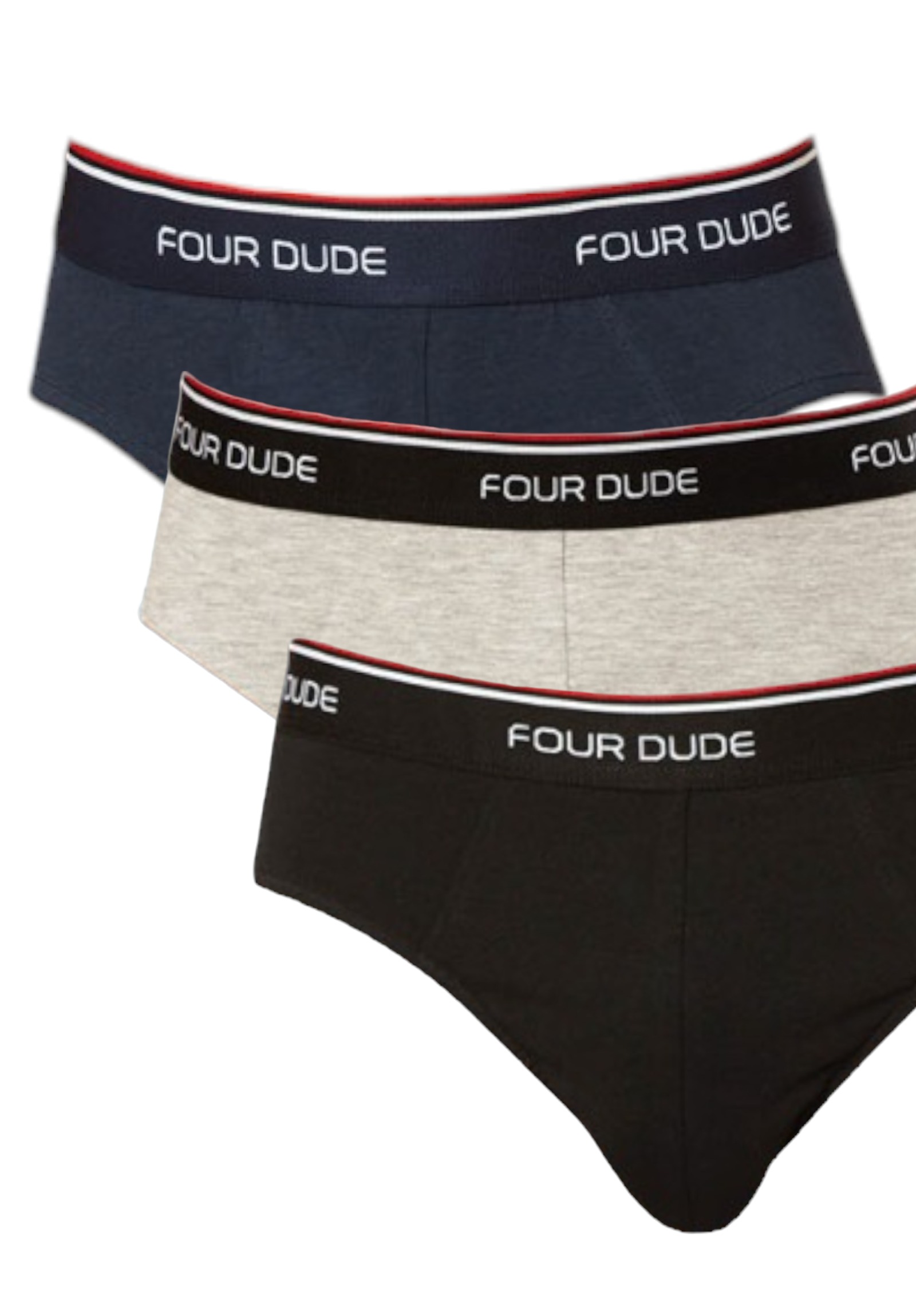 4DUDE Σλιπ ανδρικά βαμβακερά 4DUDE The Basics two σε οικονομική συσκευασία 3 τεμαχίων DD1704-Πολύχρωμο