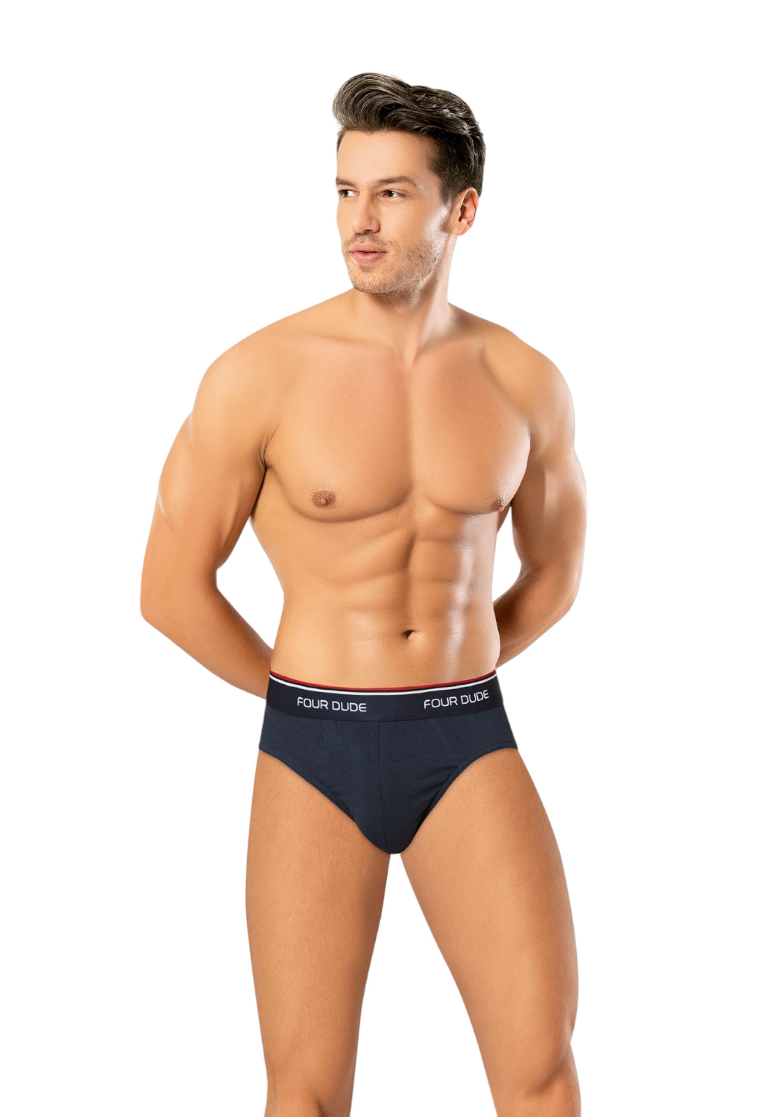 Σλιπ ανδρικά βαμβακερά 4DUDE The Basics two σε οικονομική συσκευασία 3 τεμαχίων DD1704-Πολύχρωμο φωτογραφία