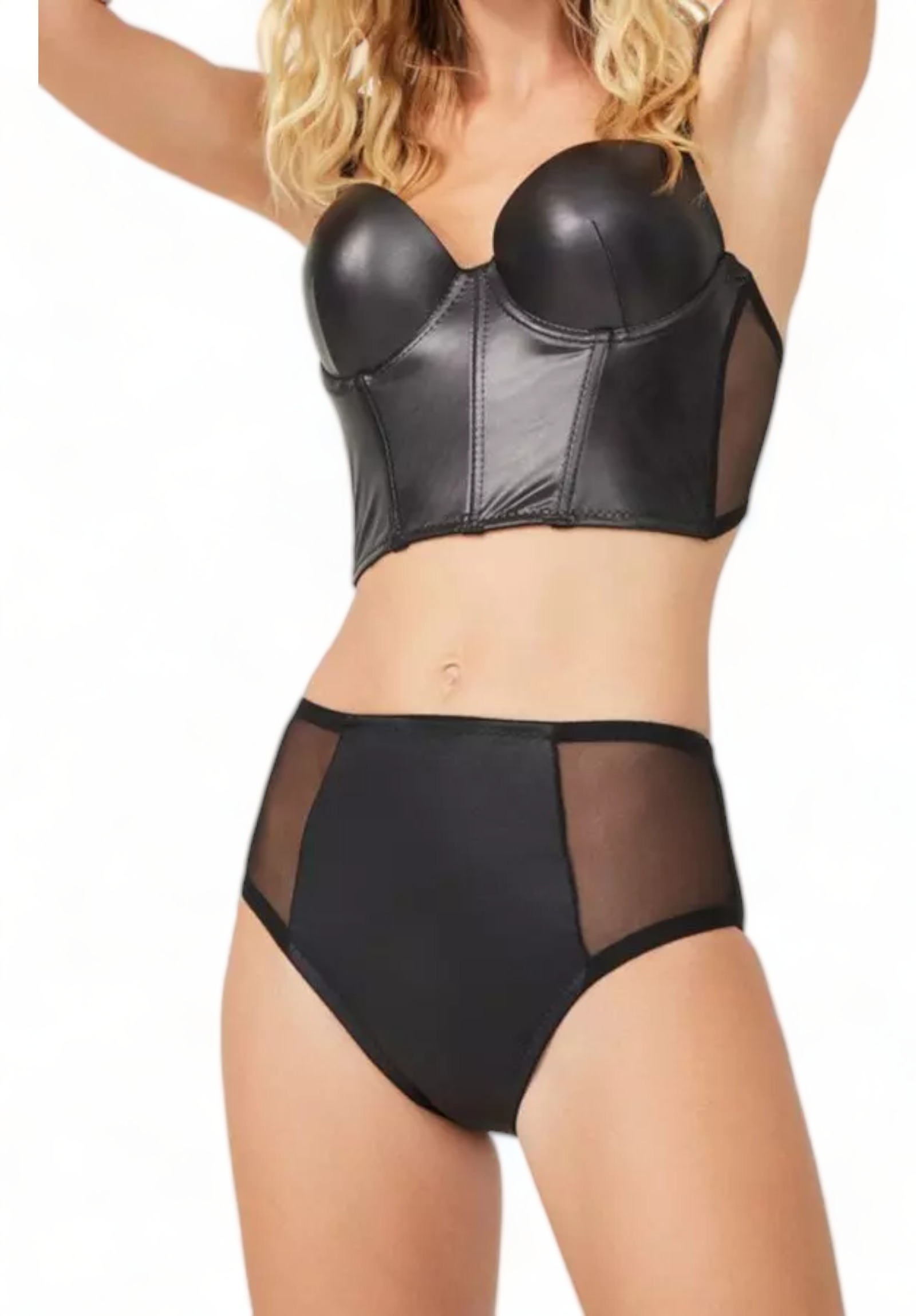  Σετ Bralette με ψηλόμεσο εσώρουχο Cansoy Leather μαύρο CA667BLK-Μαύρο 2025