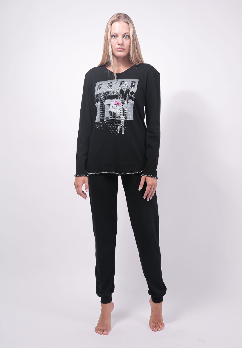 Πιτζάμα γυναικεία Love Shopping Cherry Underwear CHR10172-Μαύρο φωτογραφία