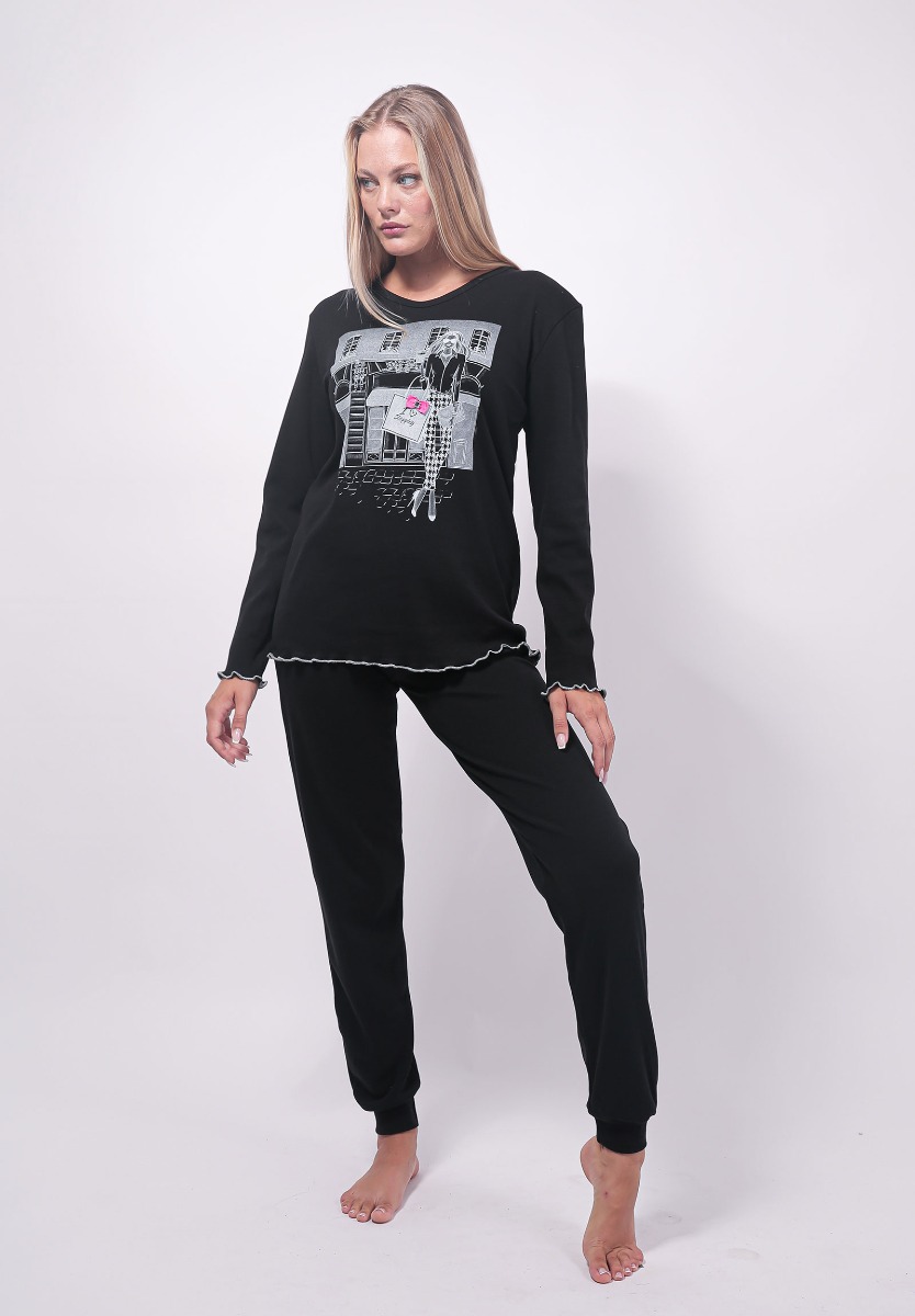 Πιτζάμα γυναικεία Love Shopping Cherry Underwear CHR10172-Μαύρο φωτογραφία