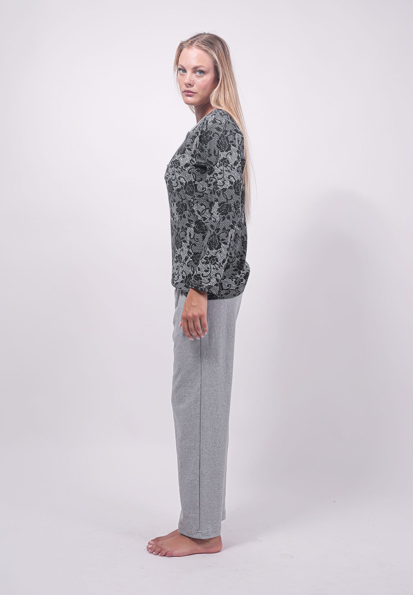 Πιτζάμα γυναικεία με κουμπιά Grey Elegance Cherry Underwear CHR10191-Ανθρακί φωτογραφία