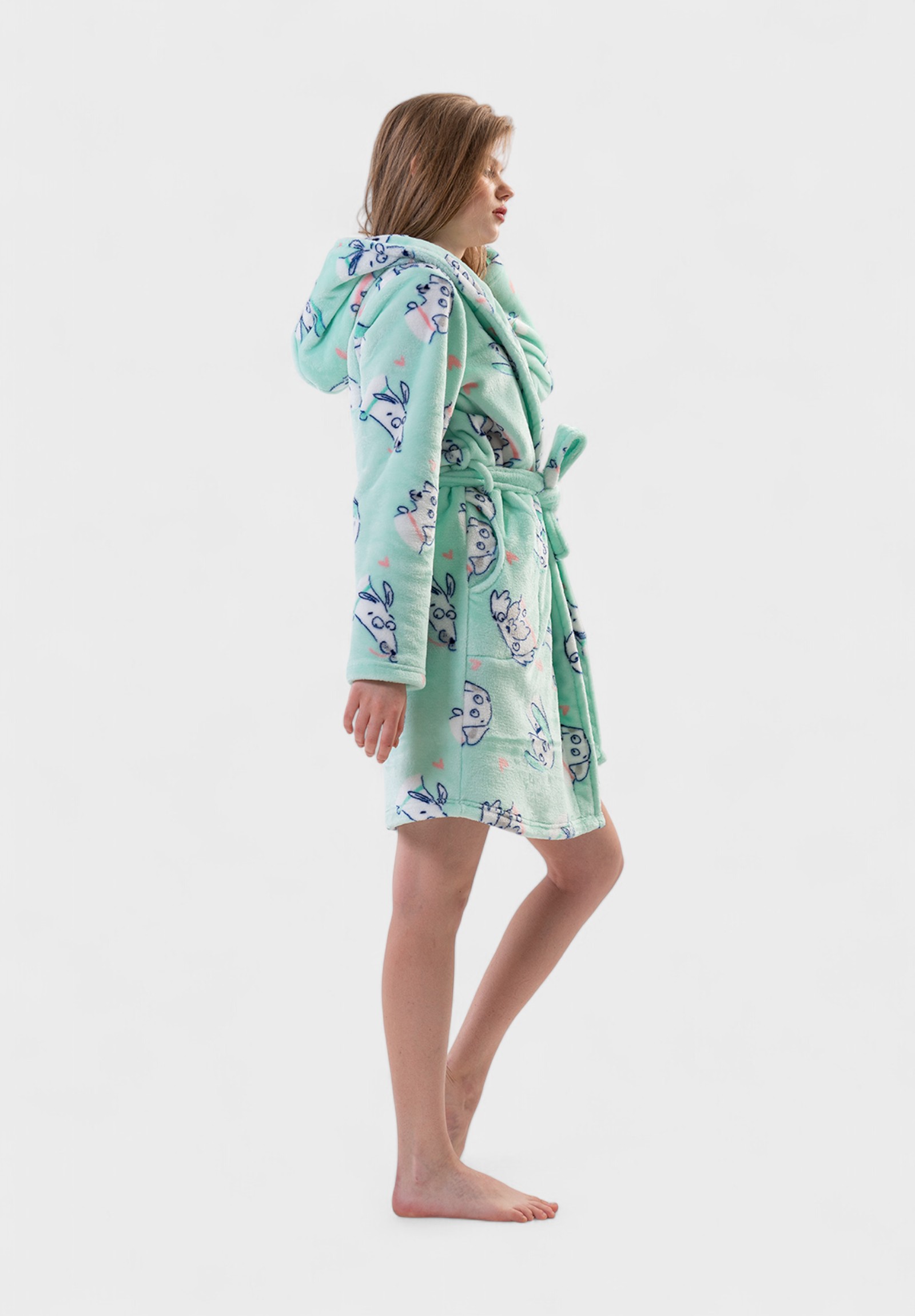 Ρόμπα Γυναικεία Vienetta – Μέντα με σχέδιο σκυλάκια VNT0267-Μέντα φωτογραφία