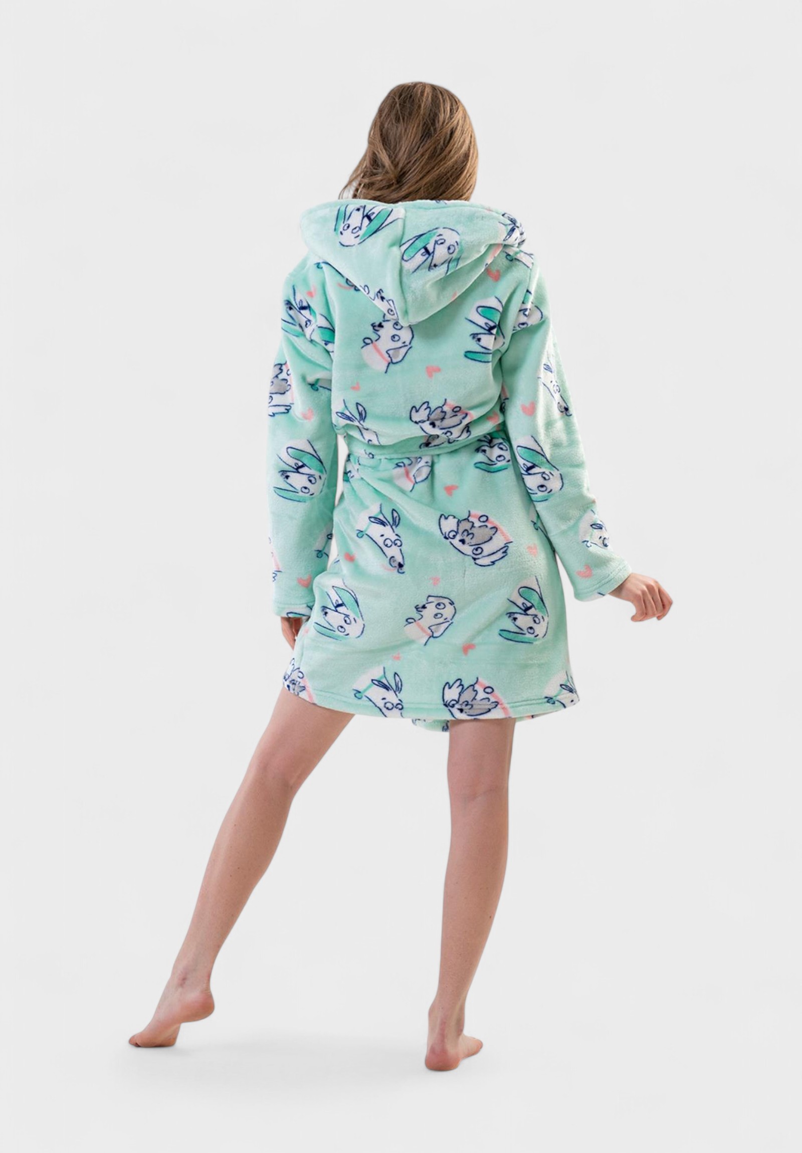 Ρόμπα Γυναικεία Vienetta – Μέντα με σχέδιο σκυλάκια VNT0267-Μέντα φωτογραφία