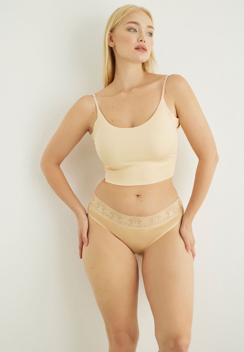  Σλιπ γυναικεία ψηλόμεσα με δαντέλα Cyra Beige 5 Τεμ. SXN1998-2-Μπεζ 2025