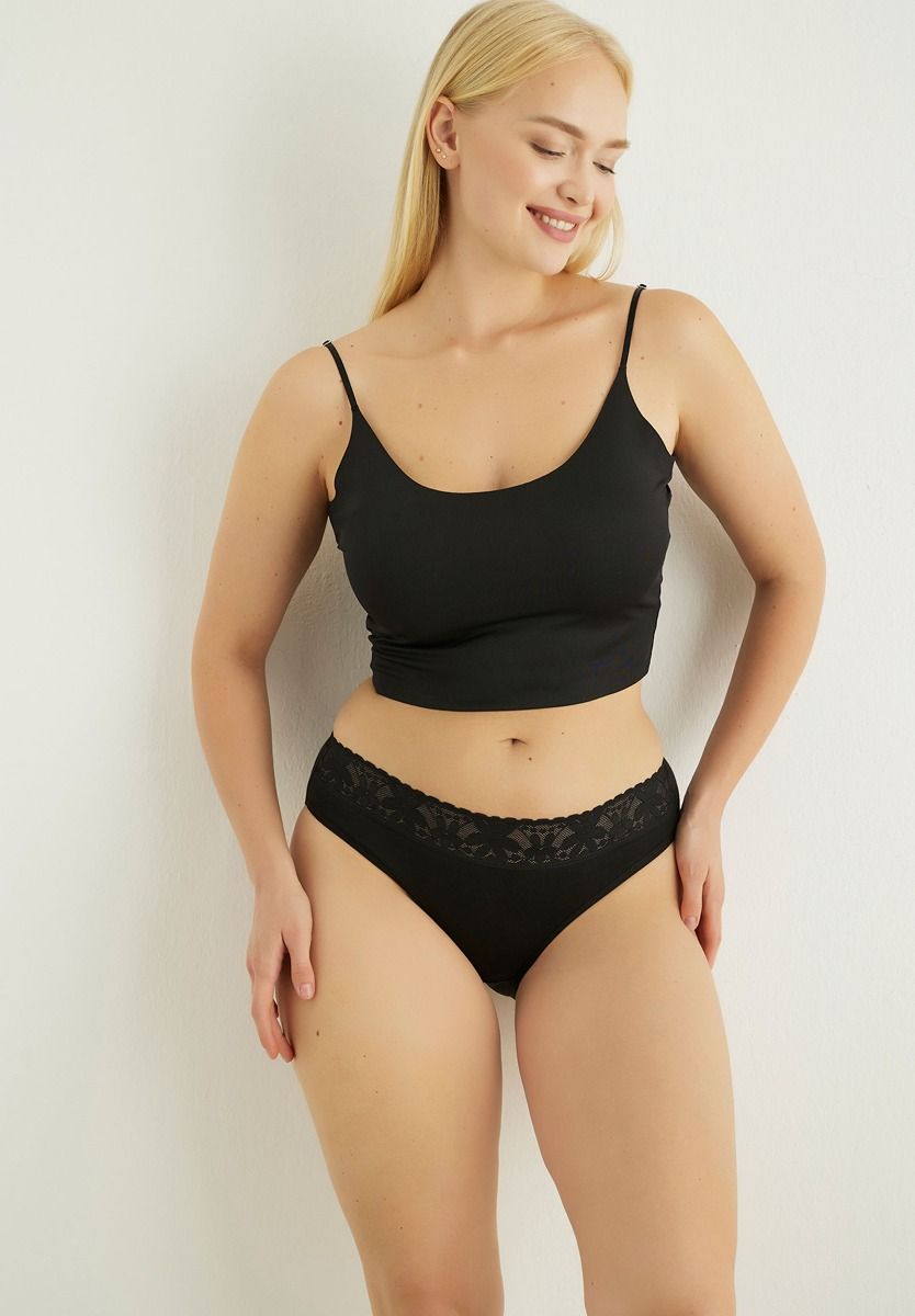  Σλιπ γυναικεία ψηλόμεσα με δαντέλα Cyra Black 5 Τεμ. SXN1998-3-Μαύρο 2025