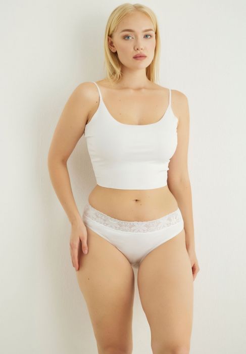  Σλιπ γυναικεία ψηλόμεσα με δαντέλα Cyra White 5 Τεμ. SXN1998-1-Λευκό 2025