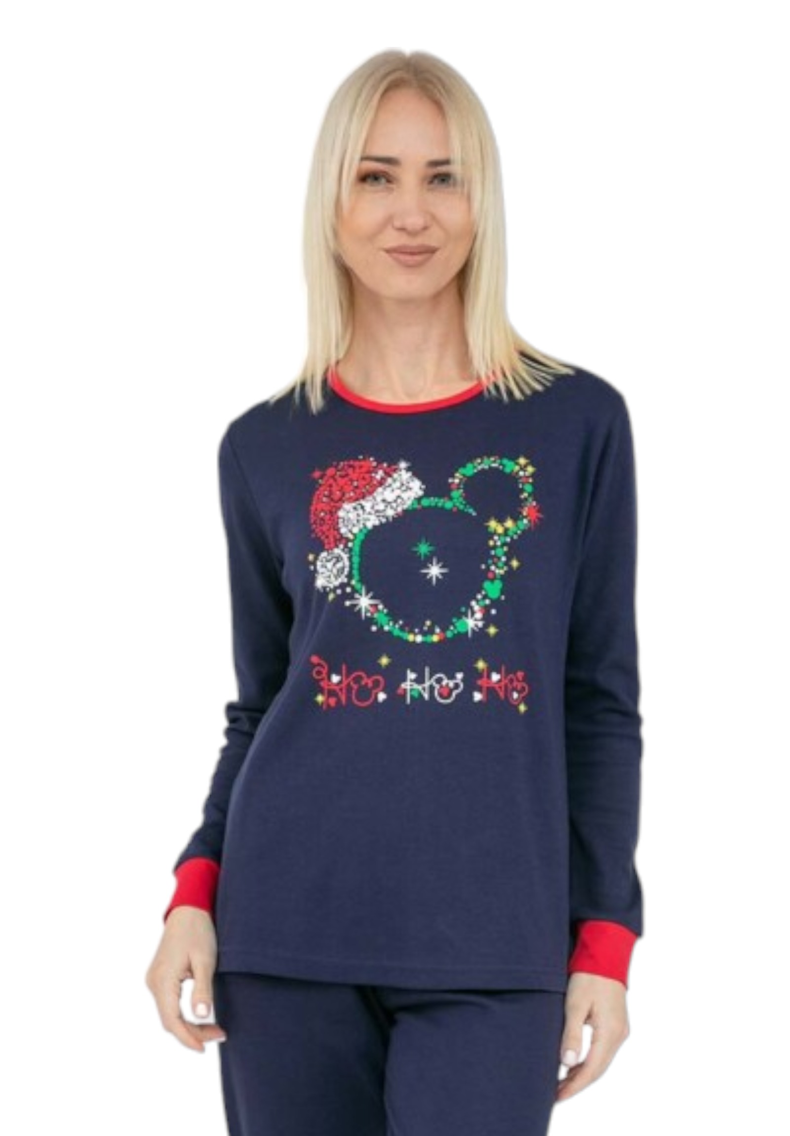 Πιτζάμα γυναικεία βαμβακερή Nina Club Happy Xmas NC2023W-Μπλε φωτογραφία