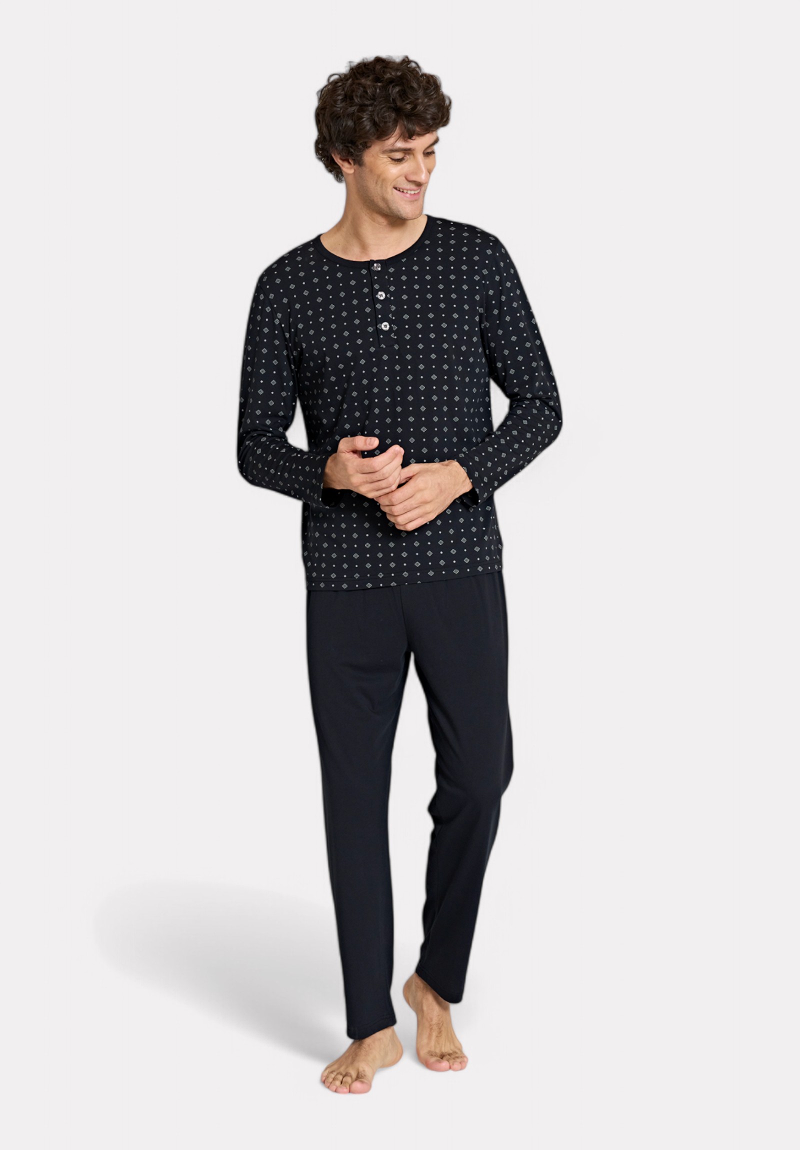 Pijadore Μαύρη Ανδρική Πιτζάμα με Σχέδιο – Μακρυμάνικη PJDR1822-2-Μαύρο φωτογραφία