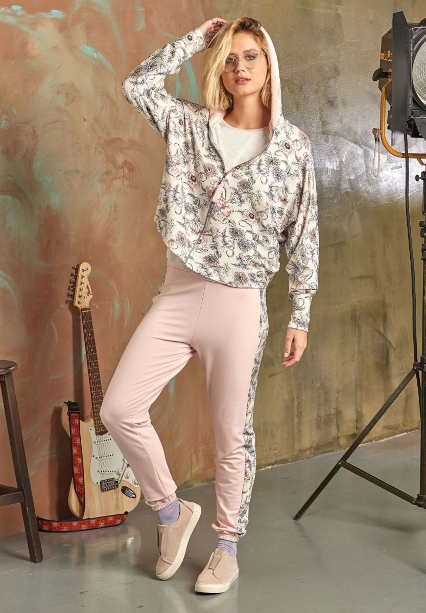 Gizzey Φόρμα γυναικεία Σετ μπλούζα - ζακέτα Romance 20381