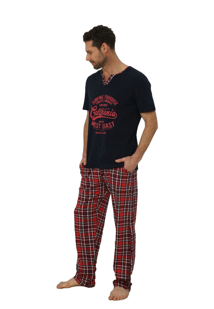 Sexen Πιτζάμα ανδρική με μακρύ παντελόνι West Coast 48027B-Μπλε