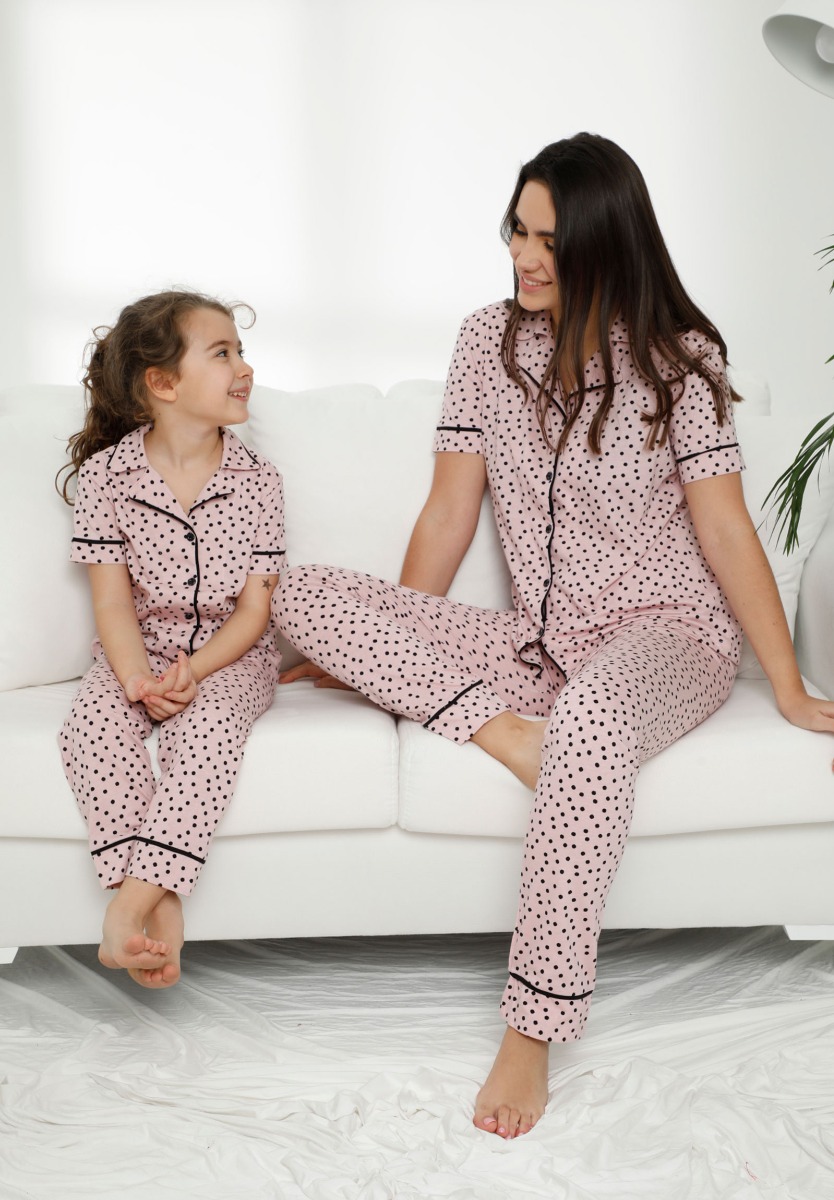Πιτζάμα παιδική-εφηβική με κουμπιά Pink Dots 55676K φωτογραφία