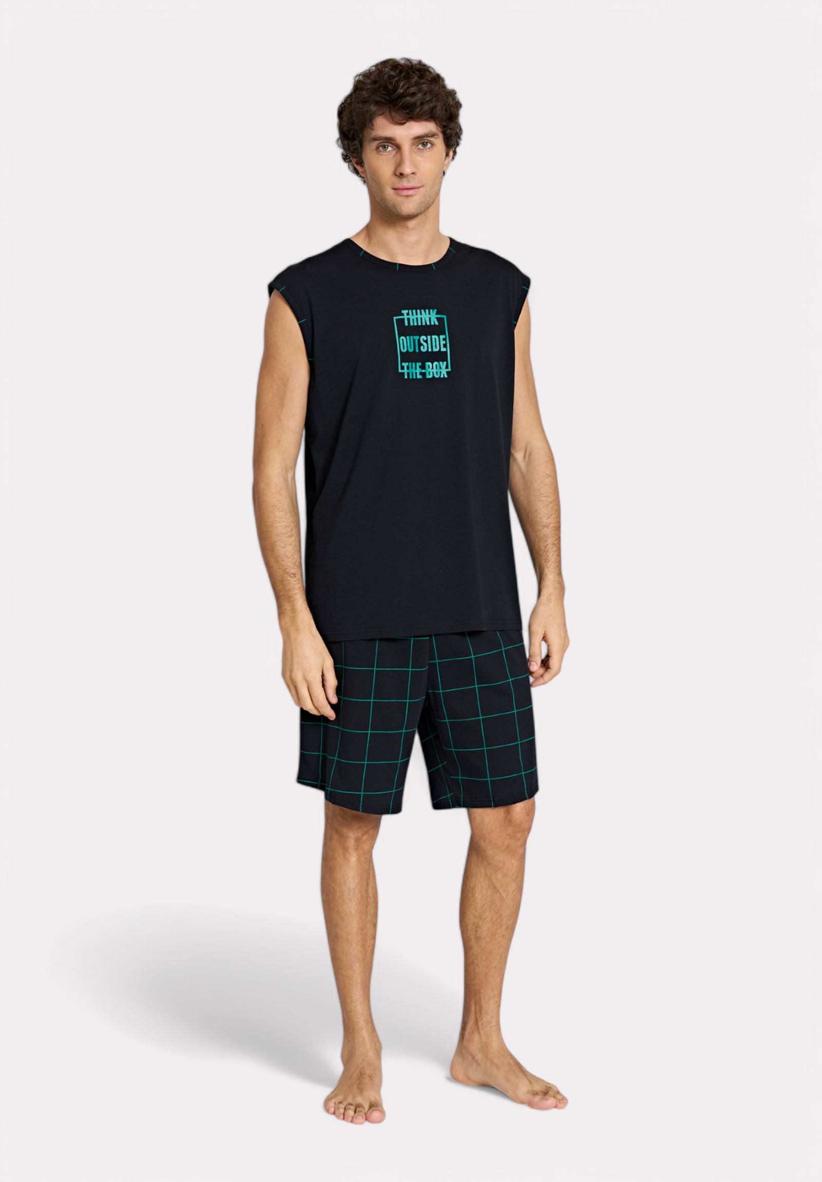 Pijadore Ανδρική Πιτζάμα Pijadore "Think Outside the Box" Μαύρη PJDR1829-1-Μαύρο