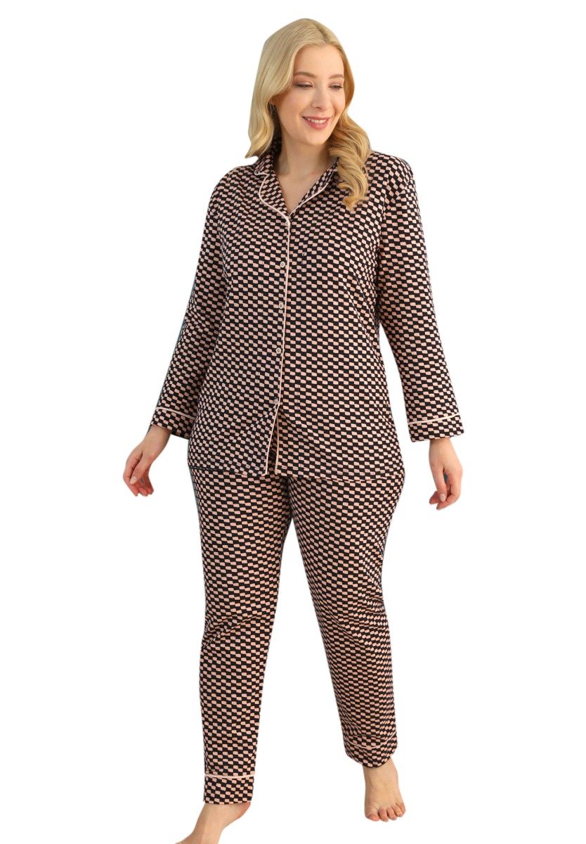 Sexen Πιτζάμα γυναικεία Plus Size πικέ Art Colors 75030