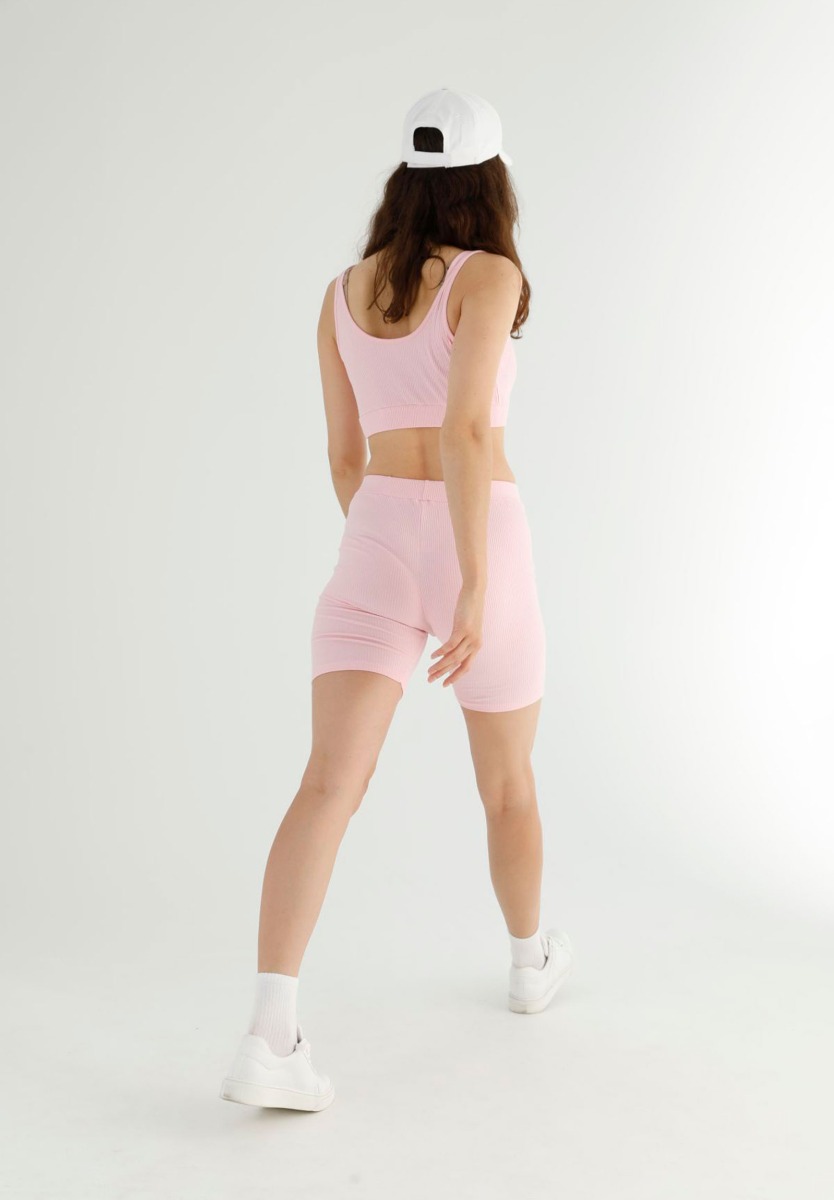 Σετ Κολάν Biker με αθλητικό μπουστάκι Rib Candy Pink 77504 φωτογραφία