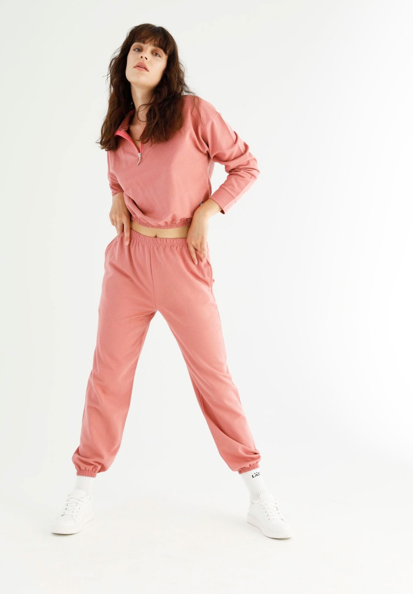 Φορμα Γυναικεια Με Crop Top Με Φερμουαρ Trust Dusty Pink 78040 φωτογραφία