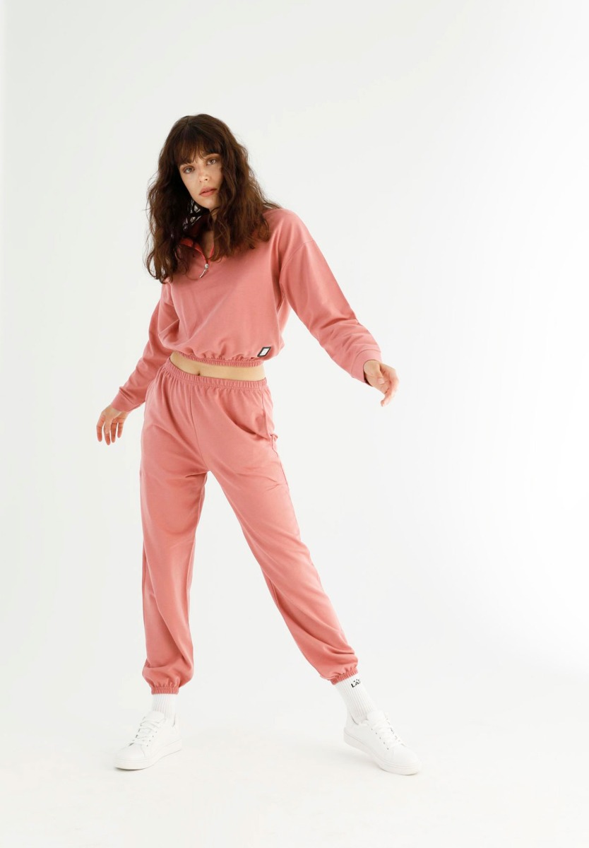 Φορμα Γυναικεια Με Crop Top Με Φερμουαρ Trust Dusty Pink 78040 φωτογραφία