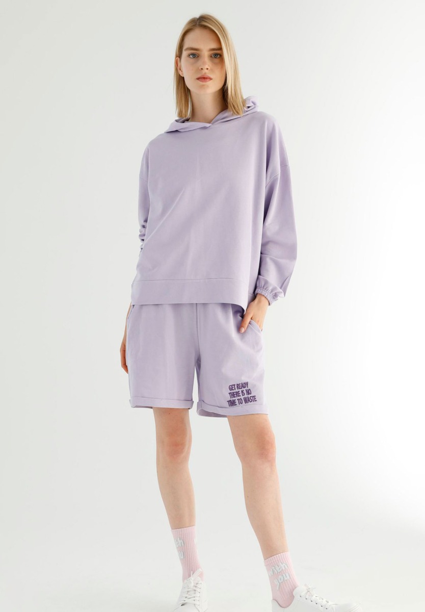 Siyah Inci Σετ Φόρμας Oversized Τοπ με Σορτσάκι Get Ready 78513