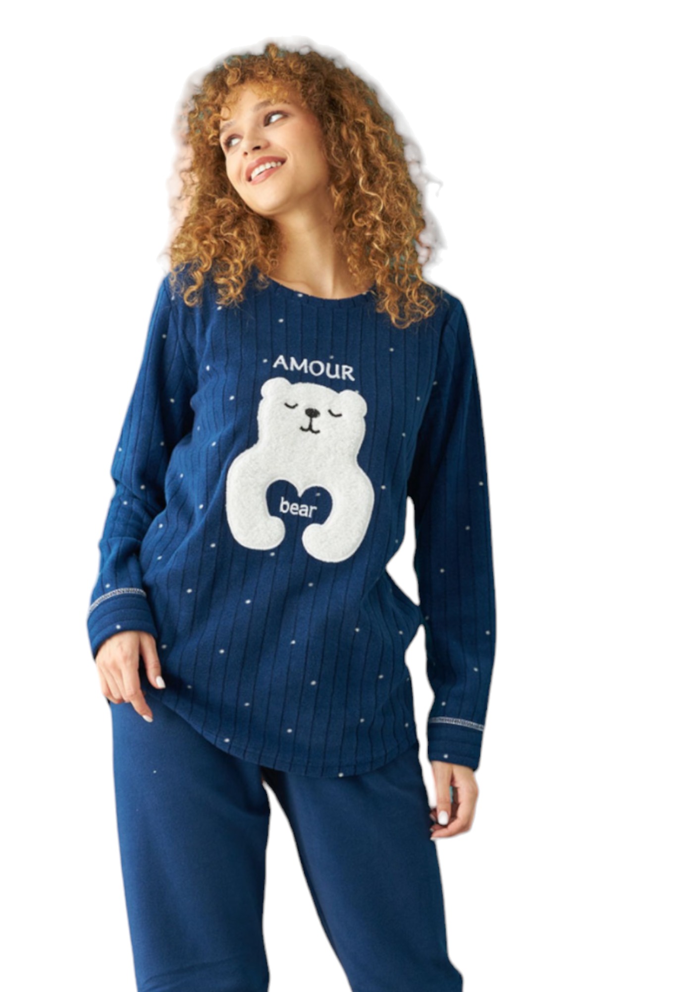 Πιτζαμα γυναικεία Fleece Siyah Inci Amour Bear SI23235021-A-Μπλε φωτογραφία