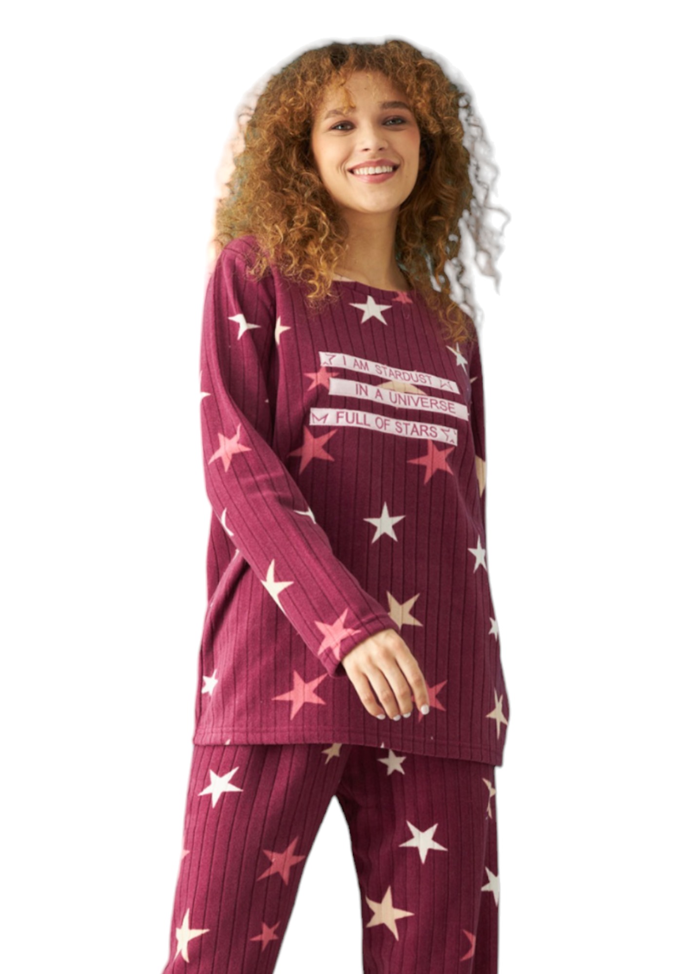 Πιτζαμα γυναικεία Fleece Siyah Inci Stardust SI23235049-A-Μπορντώ φωτογραφία