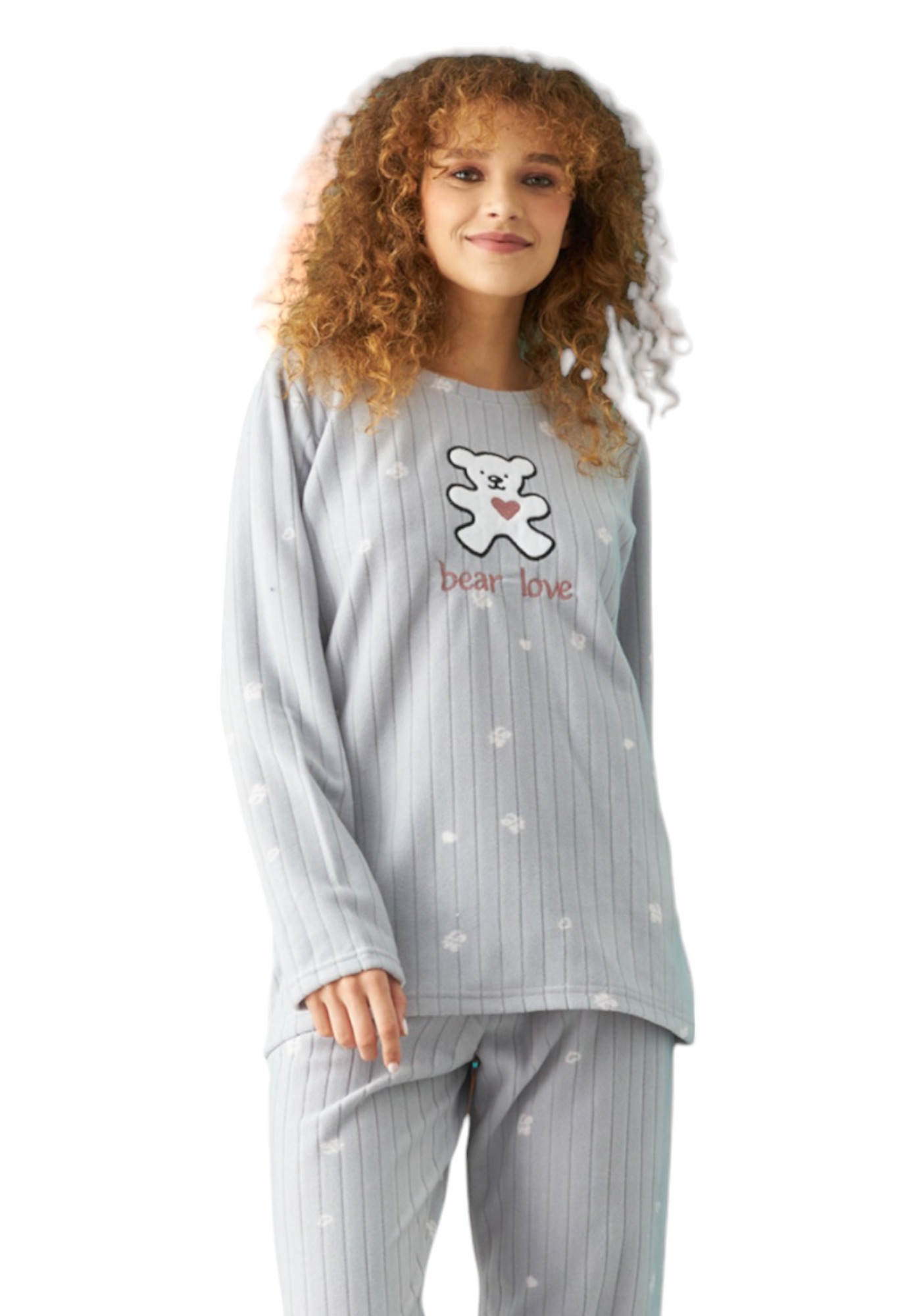 Πιτζαμα γυναικεία Fleece Siyah Inci Bear Love SI23235072-A-Γκρι φωτογραφία