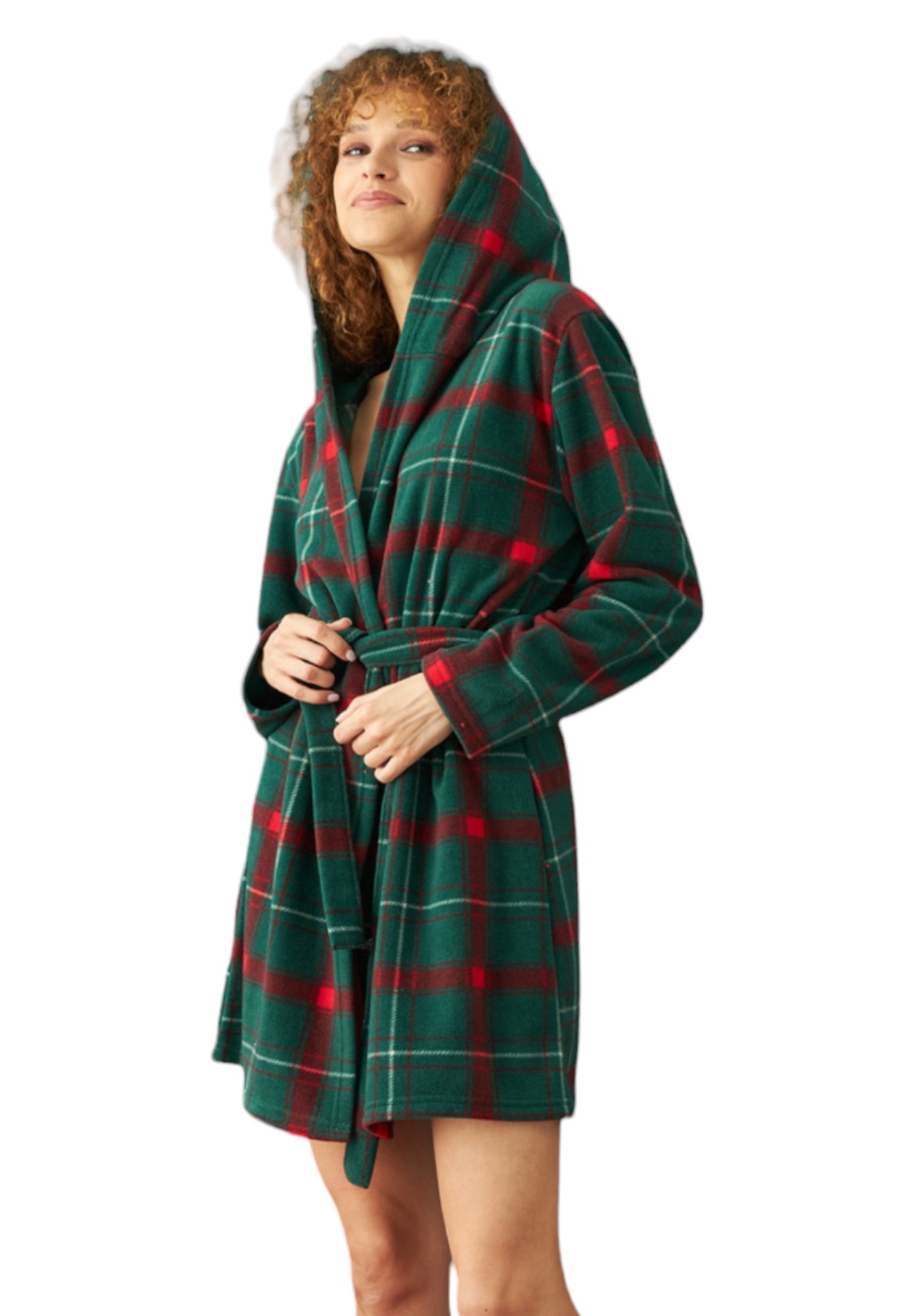 Ρόμπα γυναικεία Fleece Siyah Inci Καρώ Πράσινο SI23238002-Πράσινο φωτογραφία